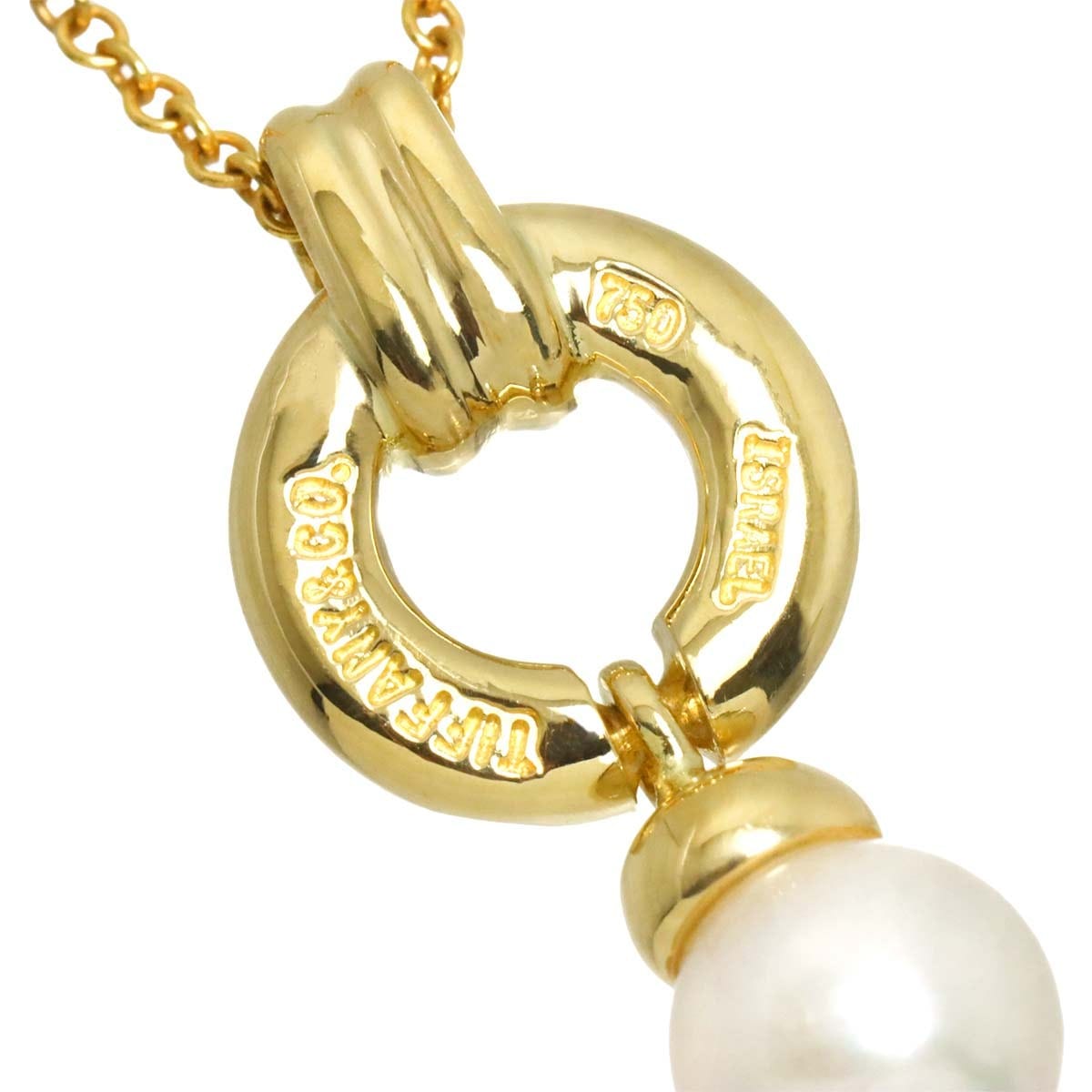 TIFFANY Co. Akoya pearl 6.3mm Diamond Necklace 18K YG 750 90313692