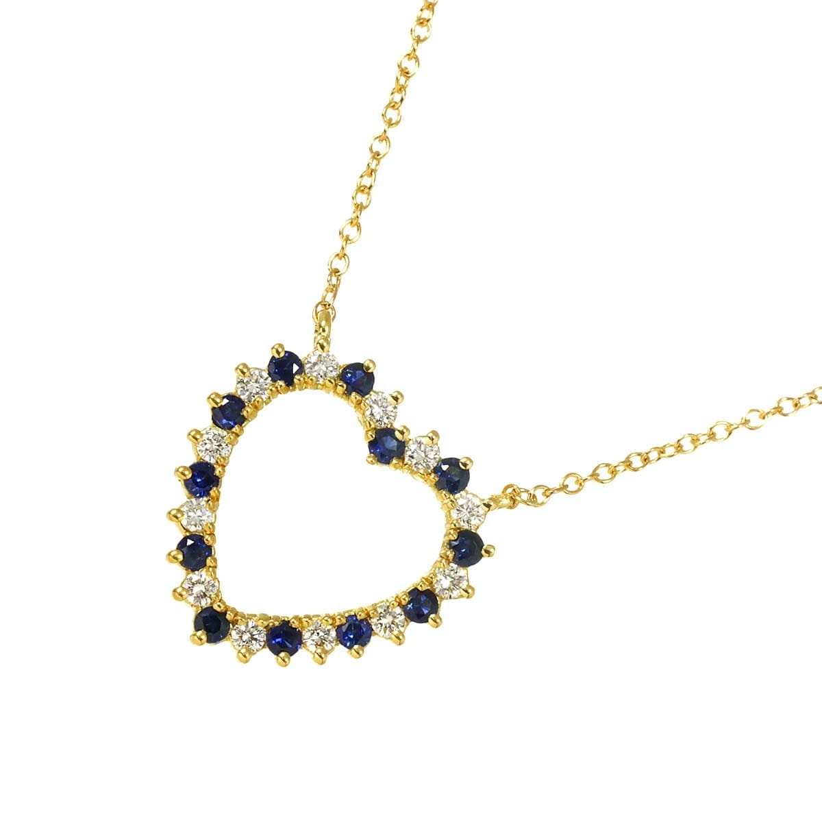 TIFFANY Co. Heart Sapphire Diamond Necklace 18K Yellow Gold 750 90302584
