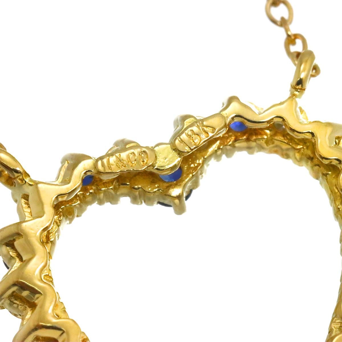 TIFFANY Co. Heart Sapphire Diamond Necklace 18K Yellow Gold 750 90302584