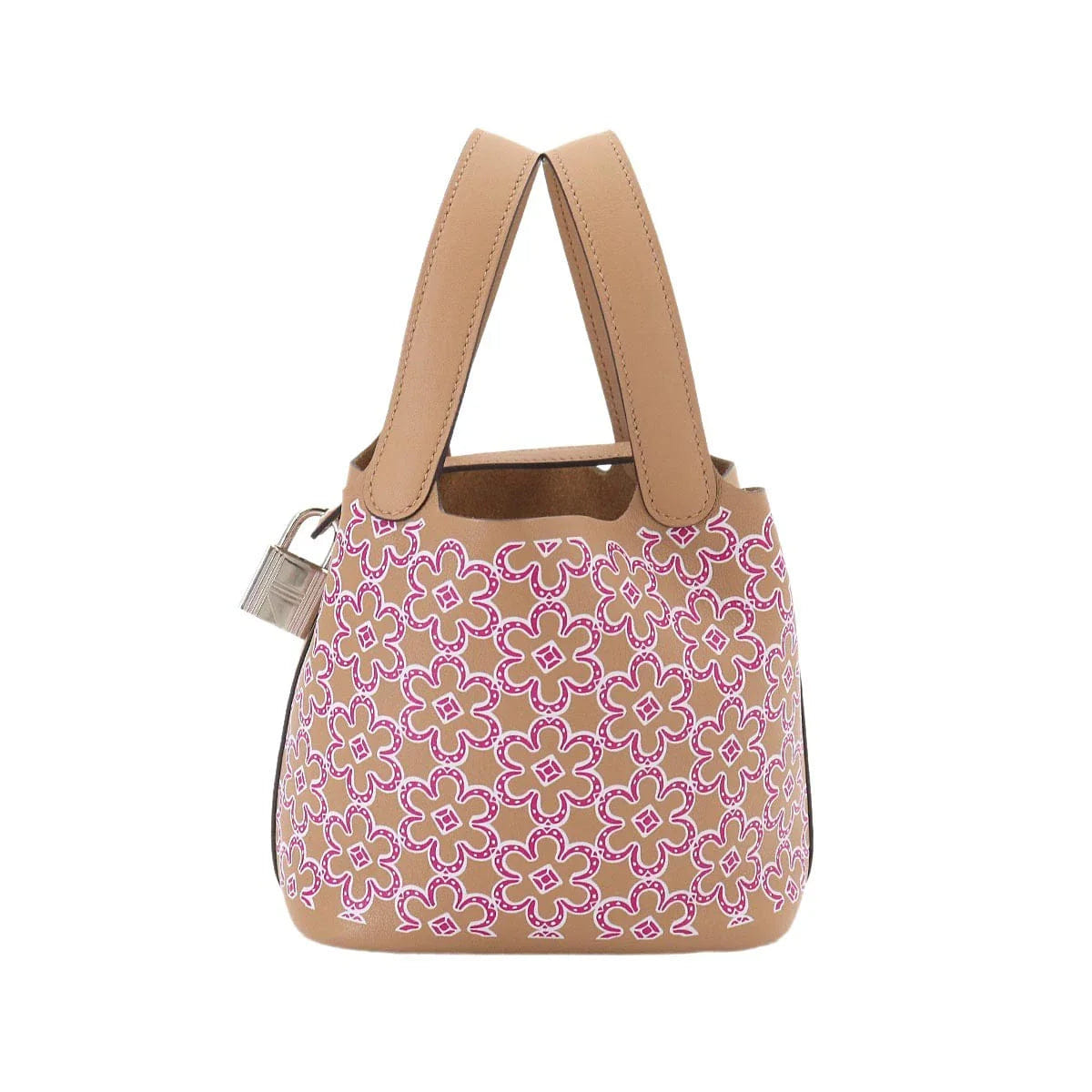HERMES Picotin Lock Micro Lucky Daisy Hand Bag Swift Chai Rose Blanc 90326948