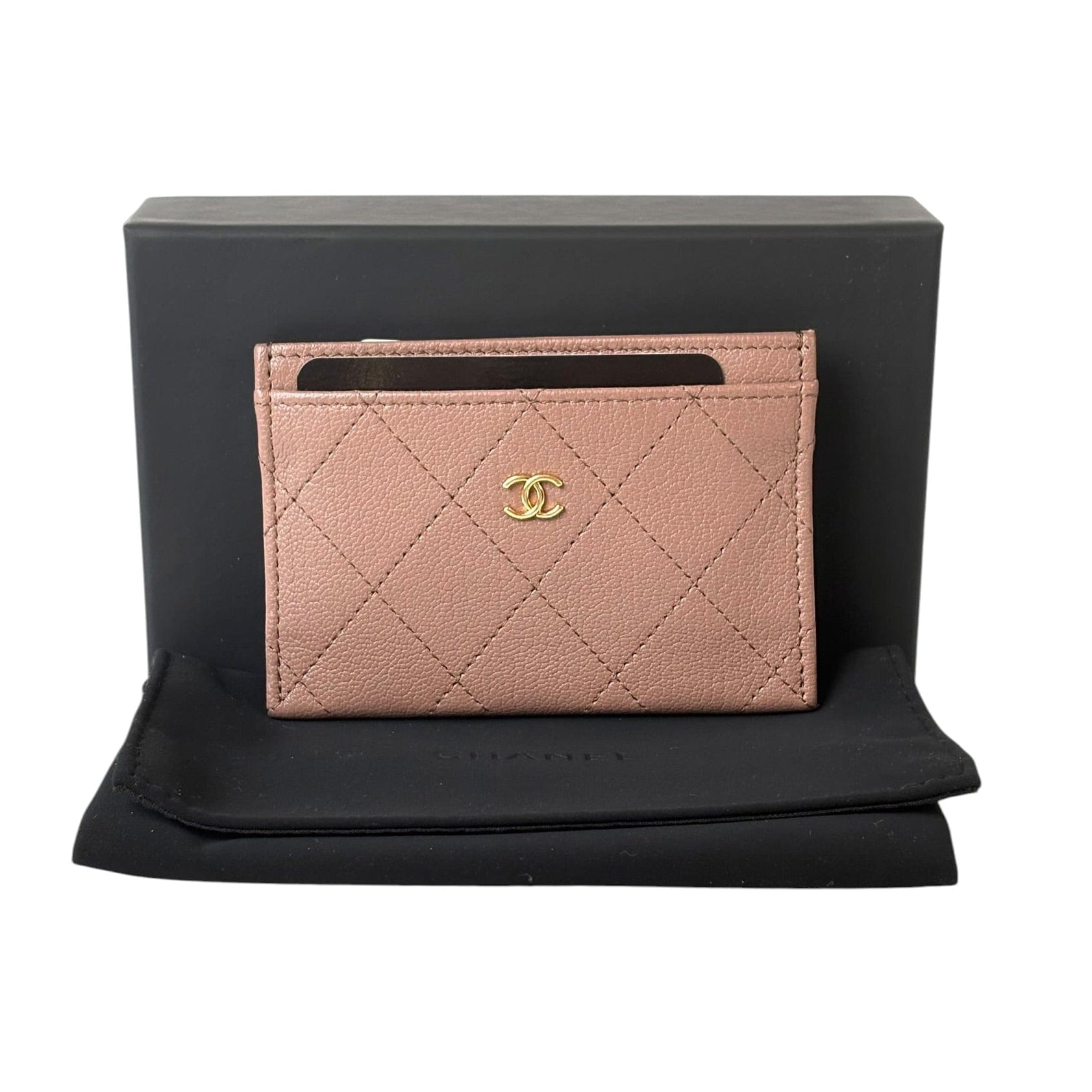 Chanel Beige Caviar Card Holder - in Box