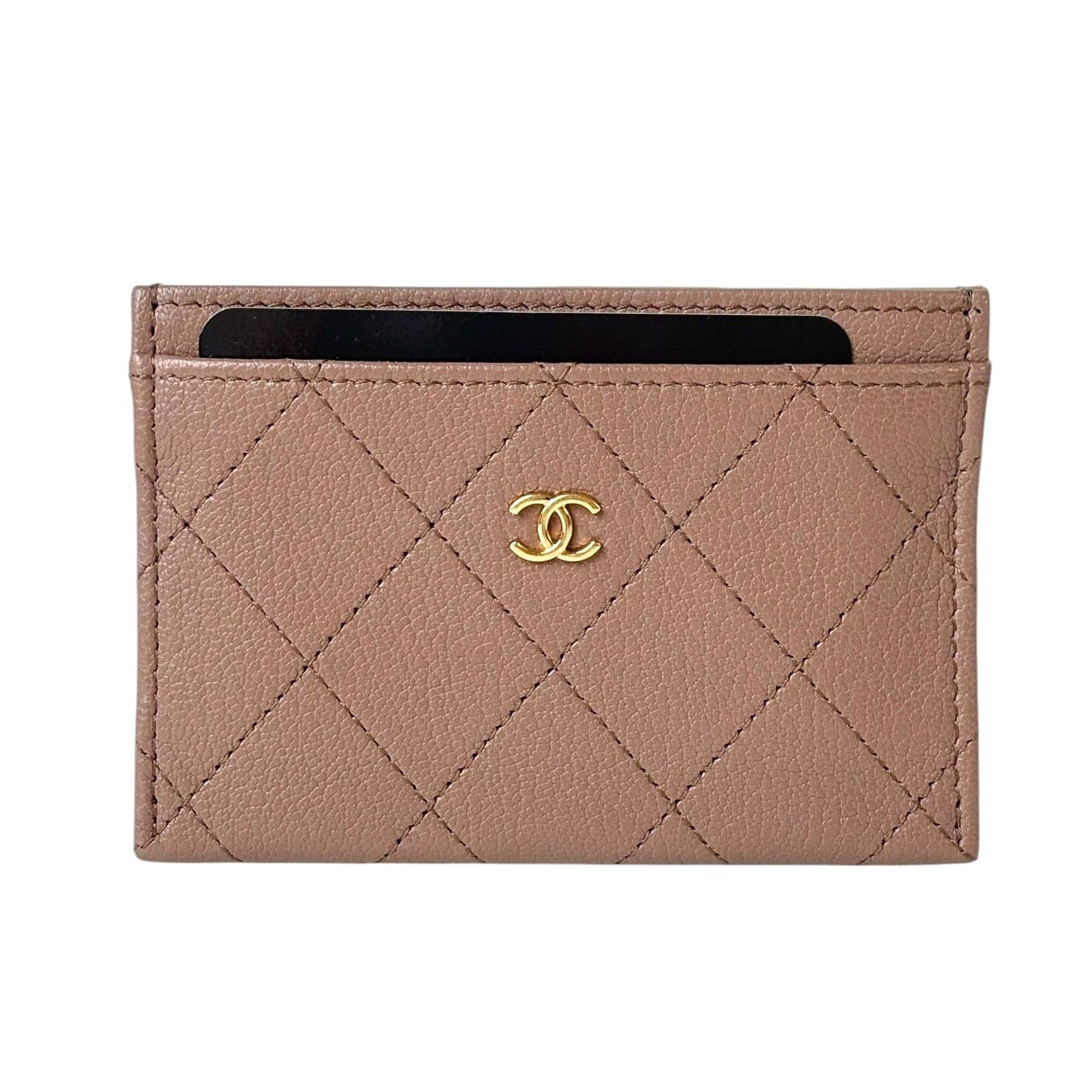Chanel Beige Caviar Card Holder - in Box