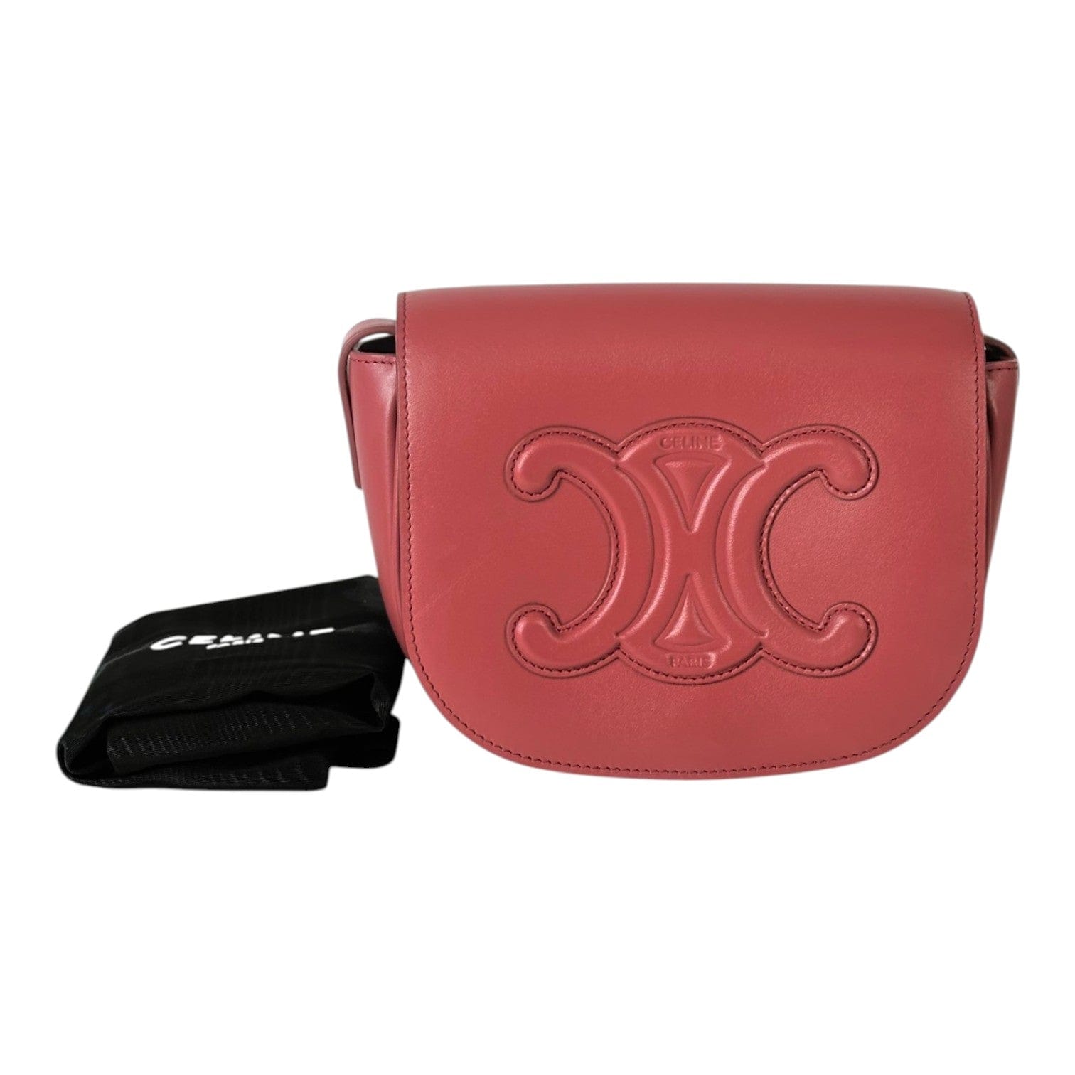 Celine Smooth Pink Calfskin Triomphe Folco Crossbody Bag