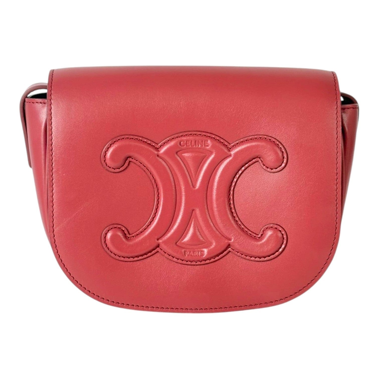 Celine Smooth Pink Calfskin Triomphe Folco Crossbody Bag