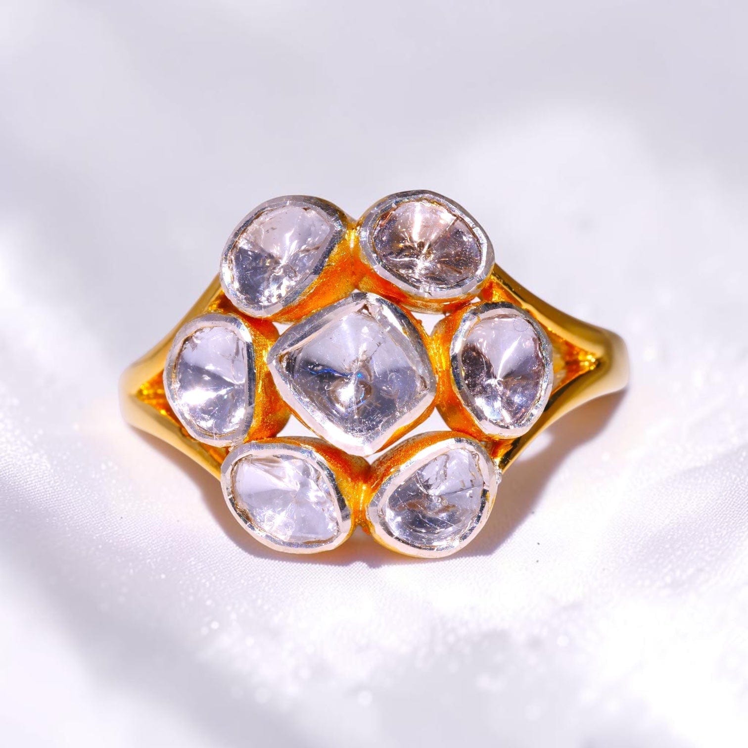 David Harry Jewels Diamond Polki Seven-Stone Cluster Ring