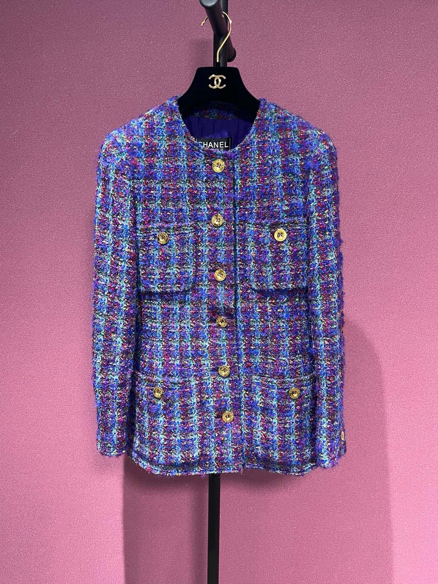 CHANEL PURPLE VINTAGE TWEED JACKET 36 FT102261