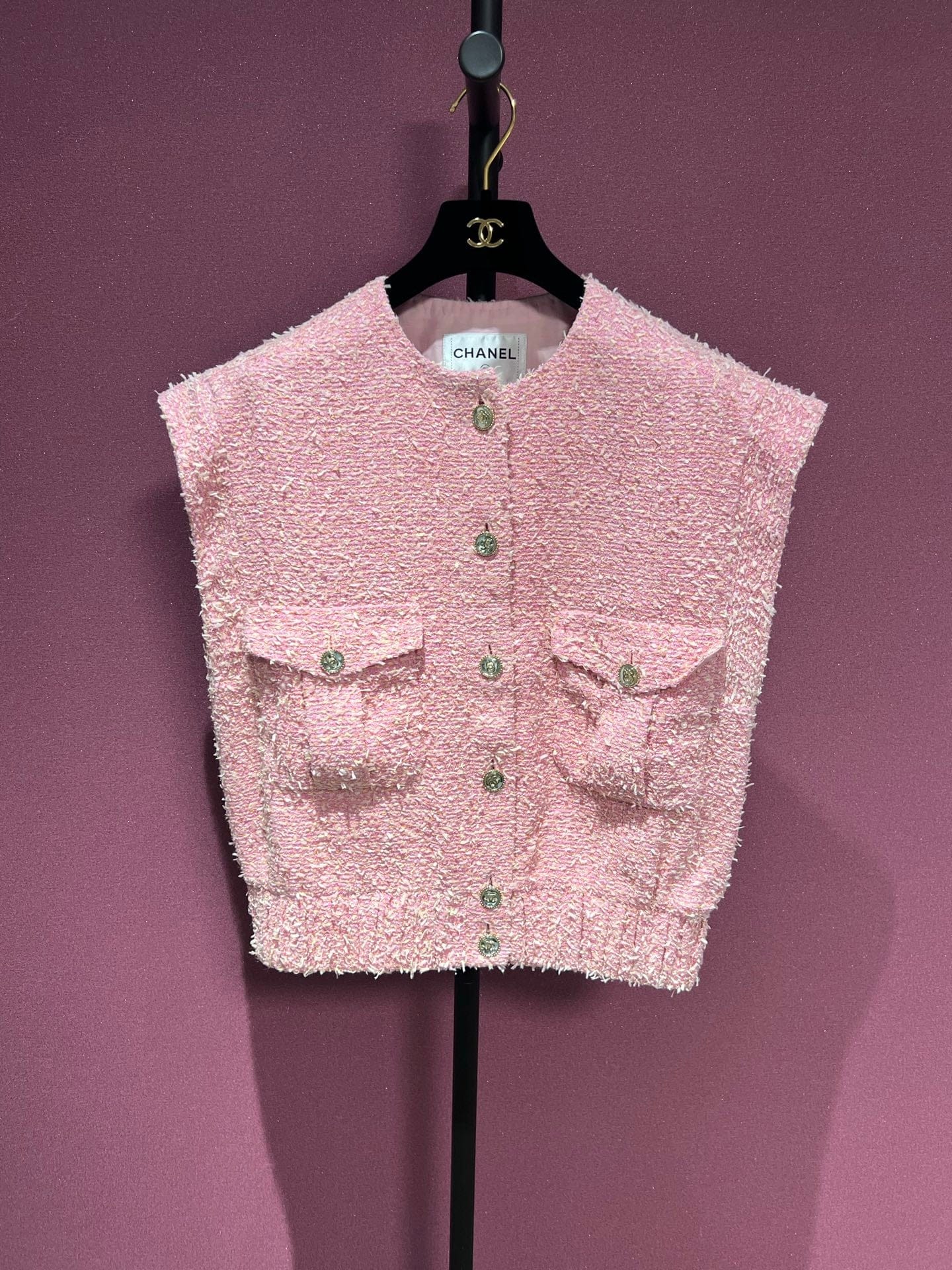 CHANEL 2021S VEST PINK 38 FT102264