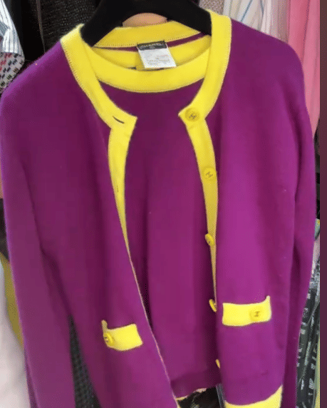 CHANEL 1995 PURPLE YELLOW CASHMERE CARDIGAN FT102281