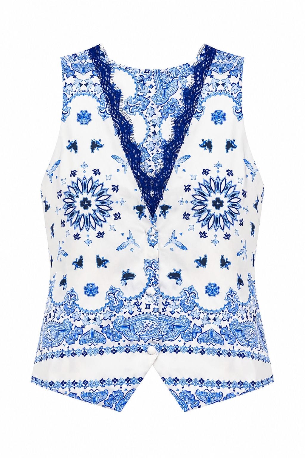 Maison Clad WAISTCOAT BANDANA BLUE DOVE LACE MCL12098