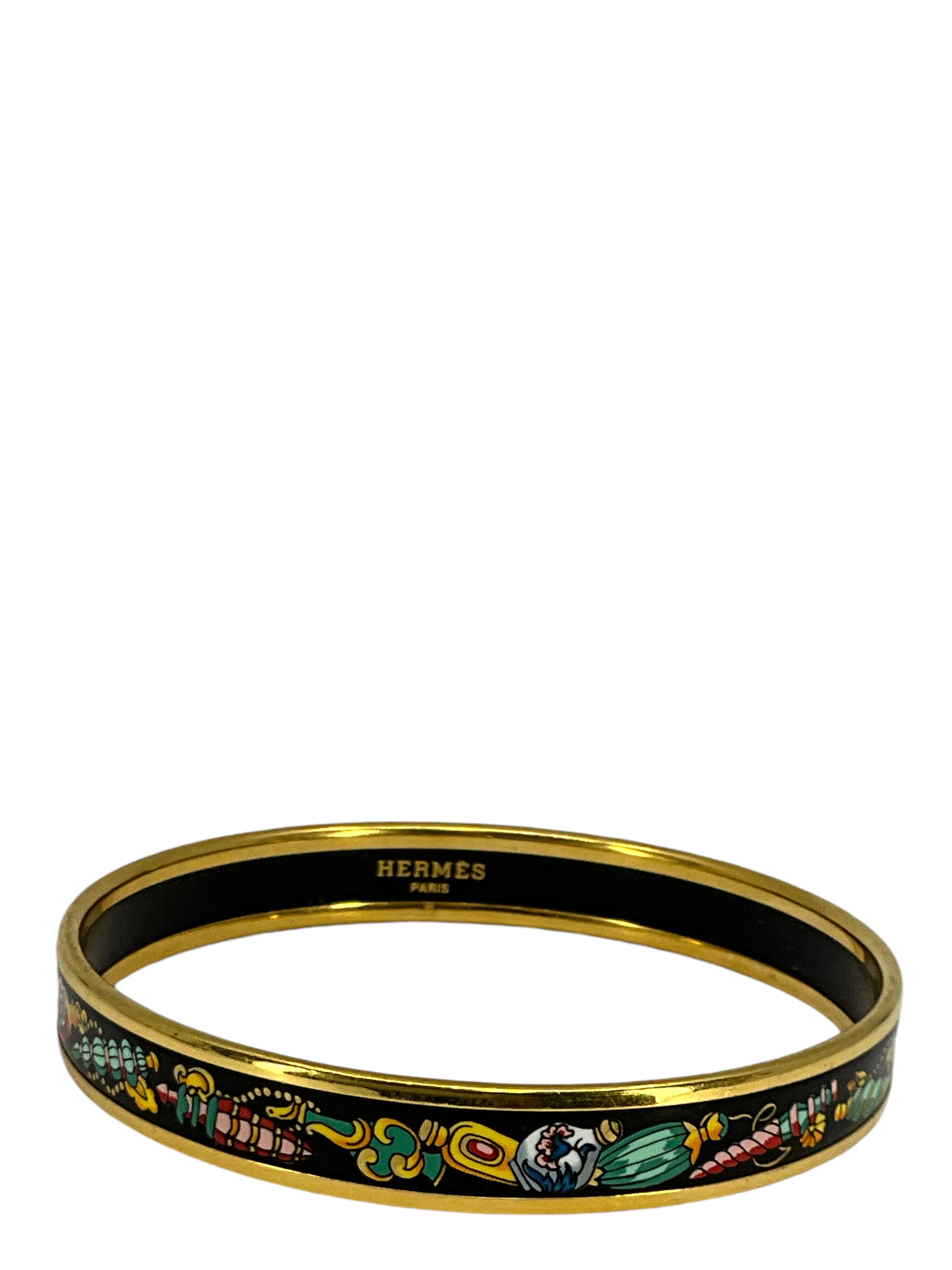 Hermes Flacons Printed Enamel Narrow Bracelet 65