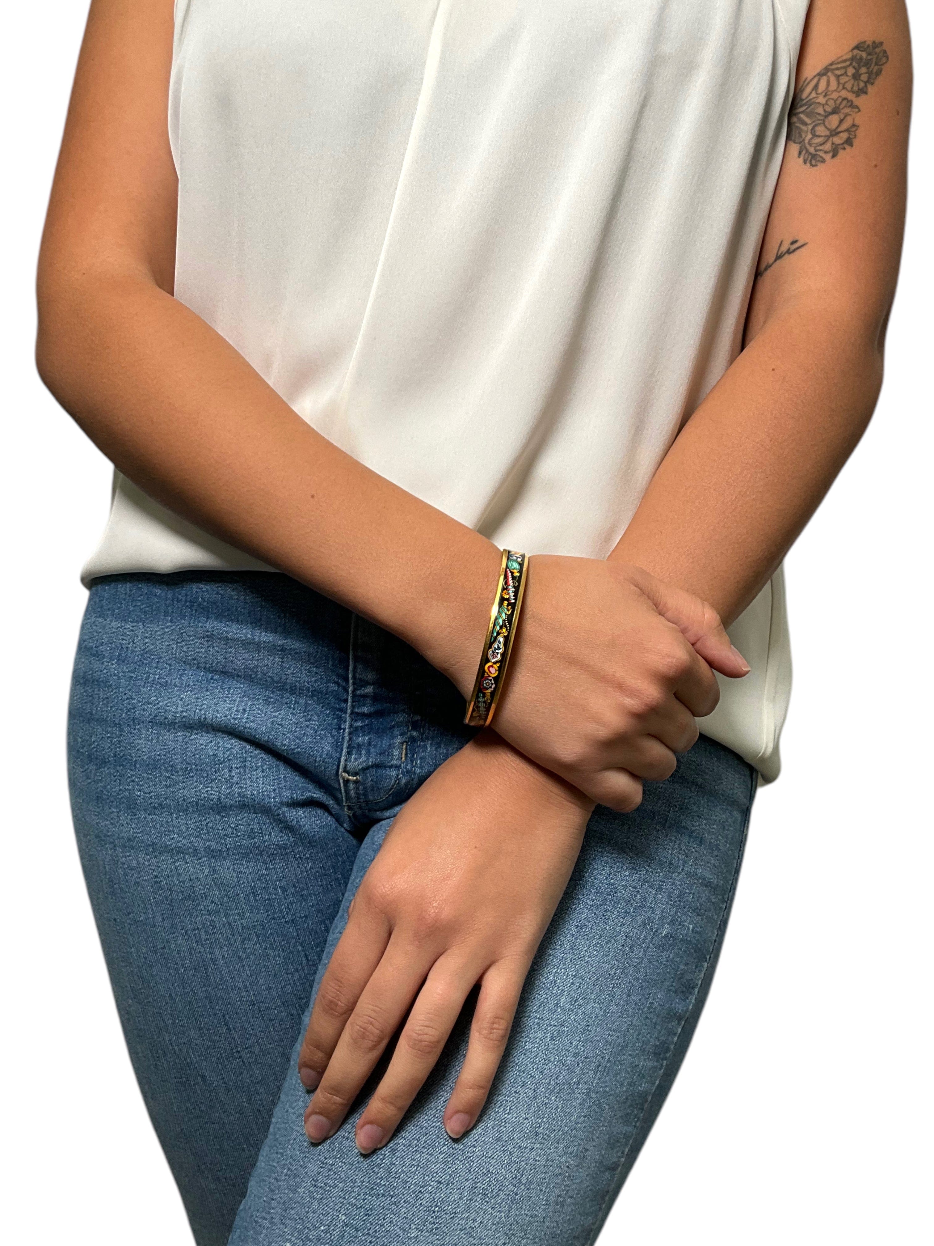 Hermes Flacons Printed Enamel Narrow Bracelet 65