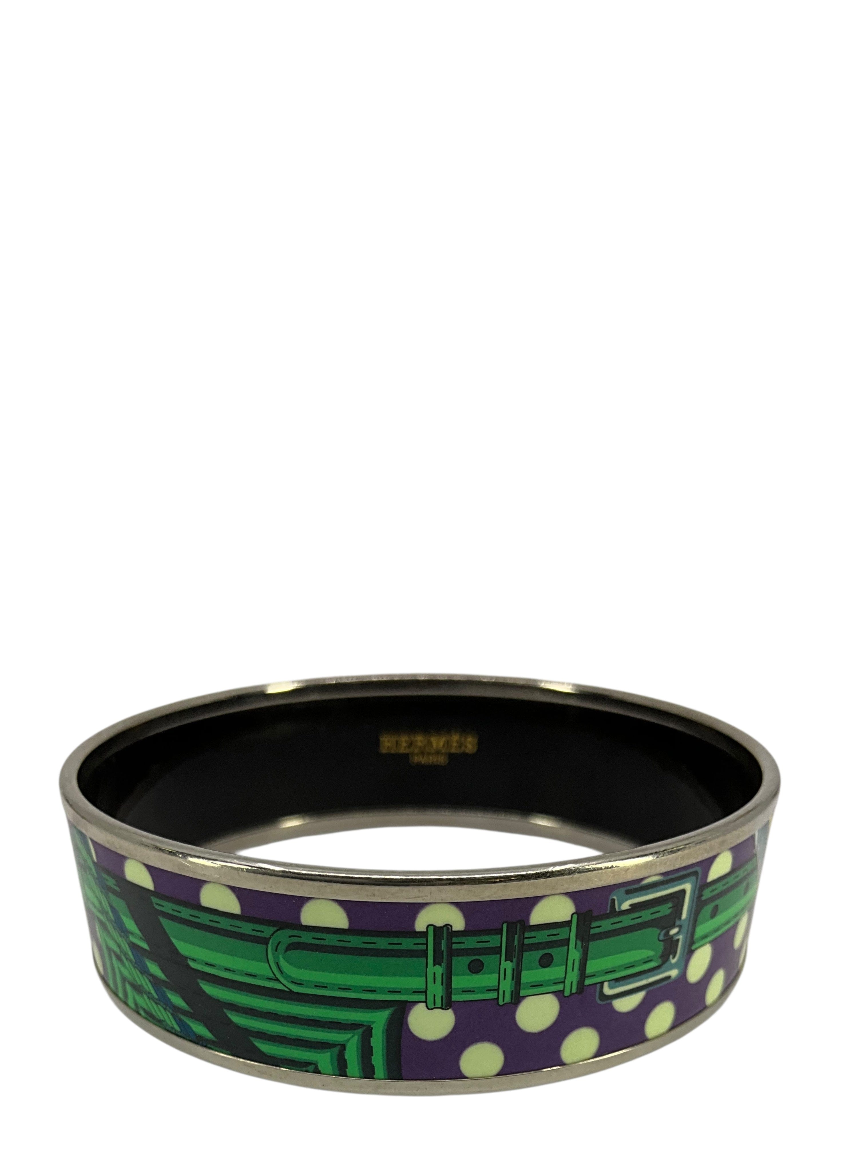 HERMES Printed Enamel Wide Bracelet 65