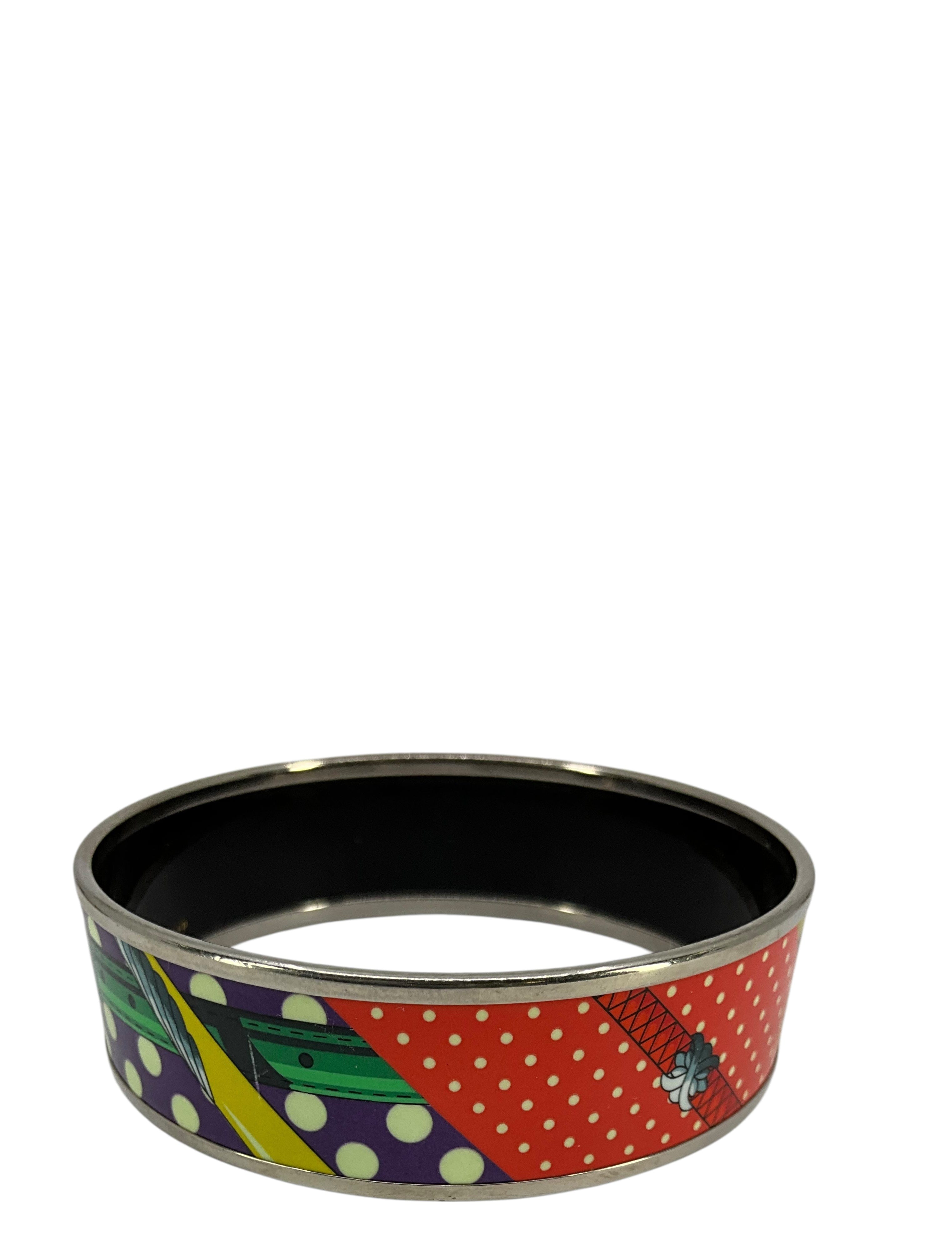 HERMES Printed Enamel Wide Bracelet 65