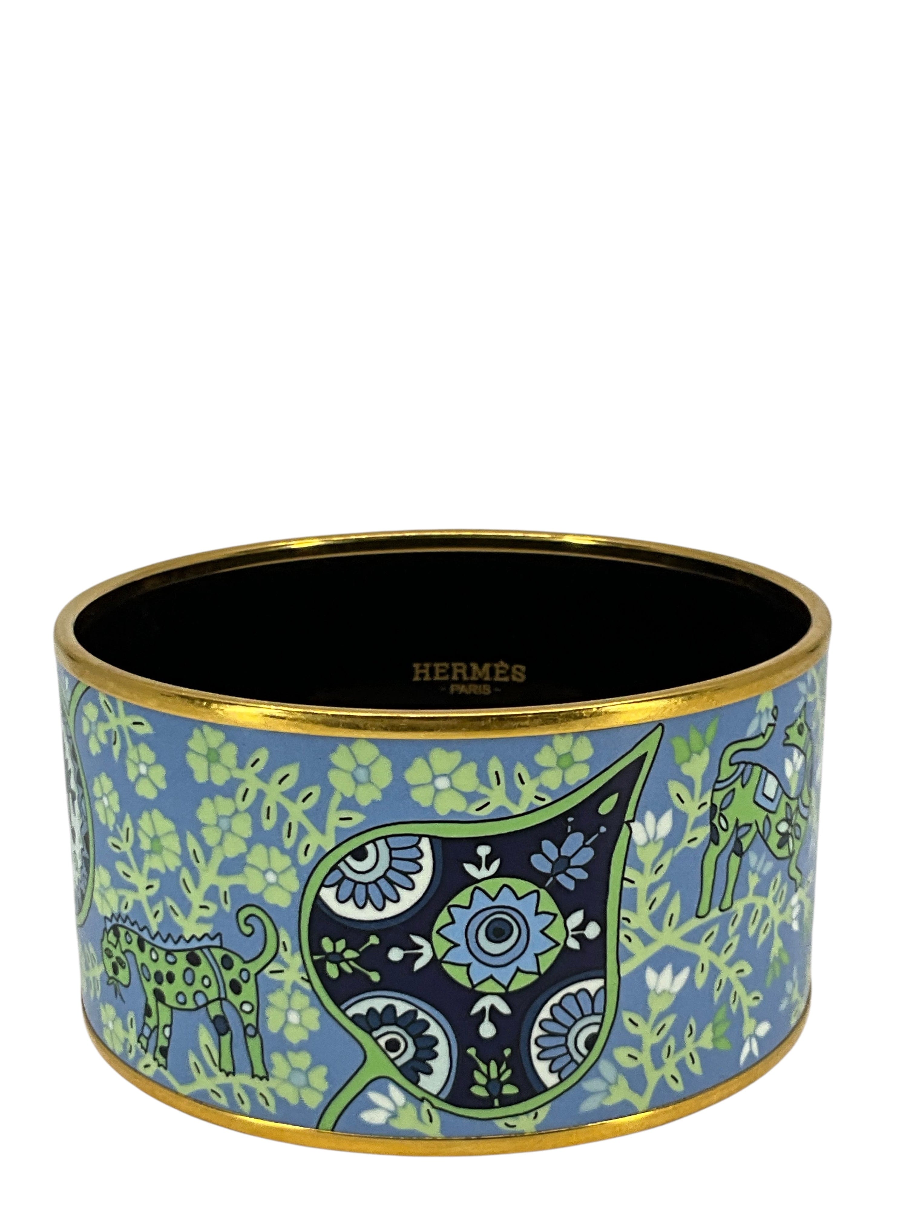 HERMES Printed Enamel Extra Wide Bracelet 65