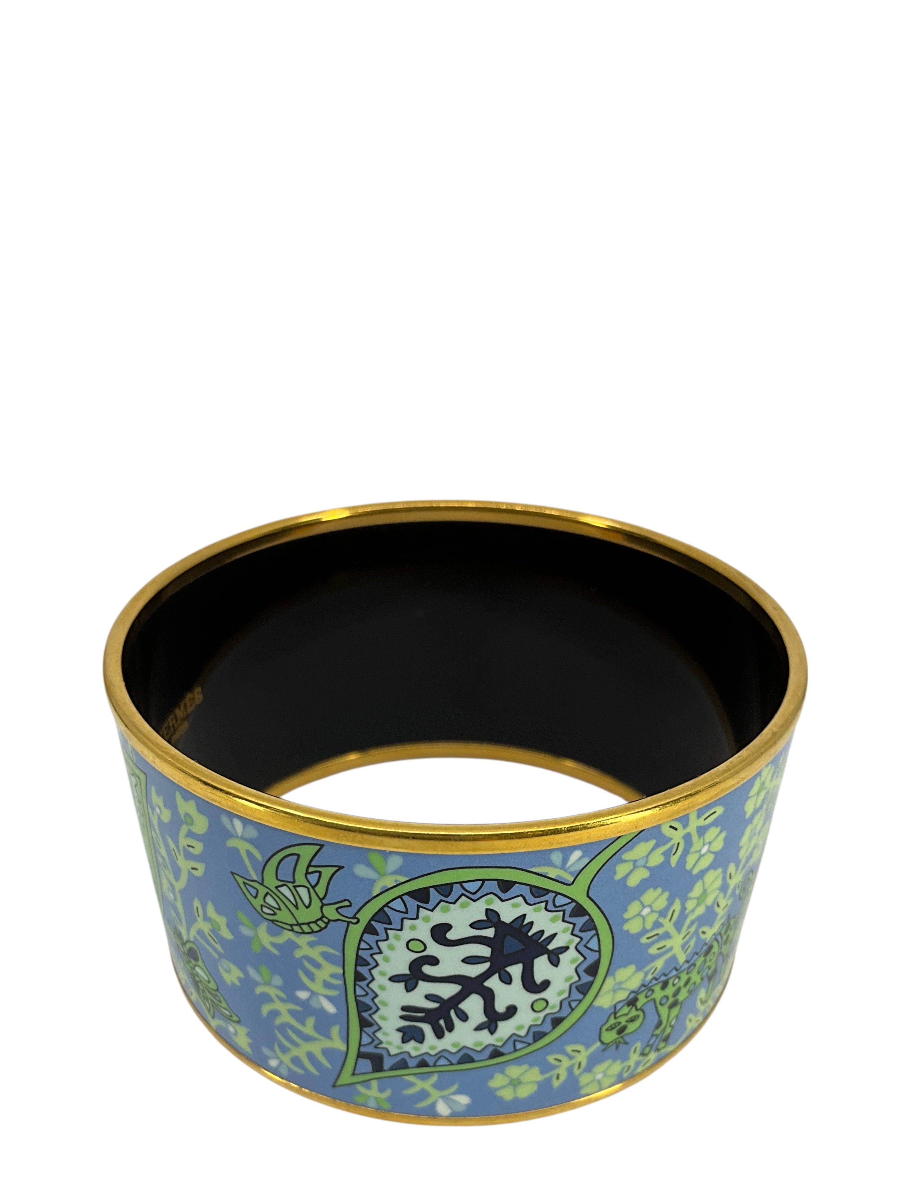 HERMES Printed Enamel Extra Wide Bracelet 65