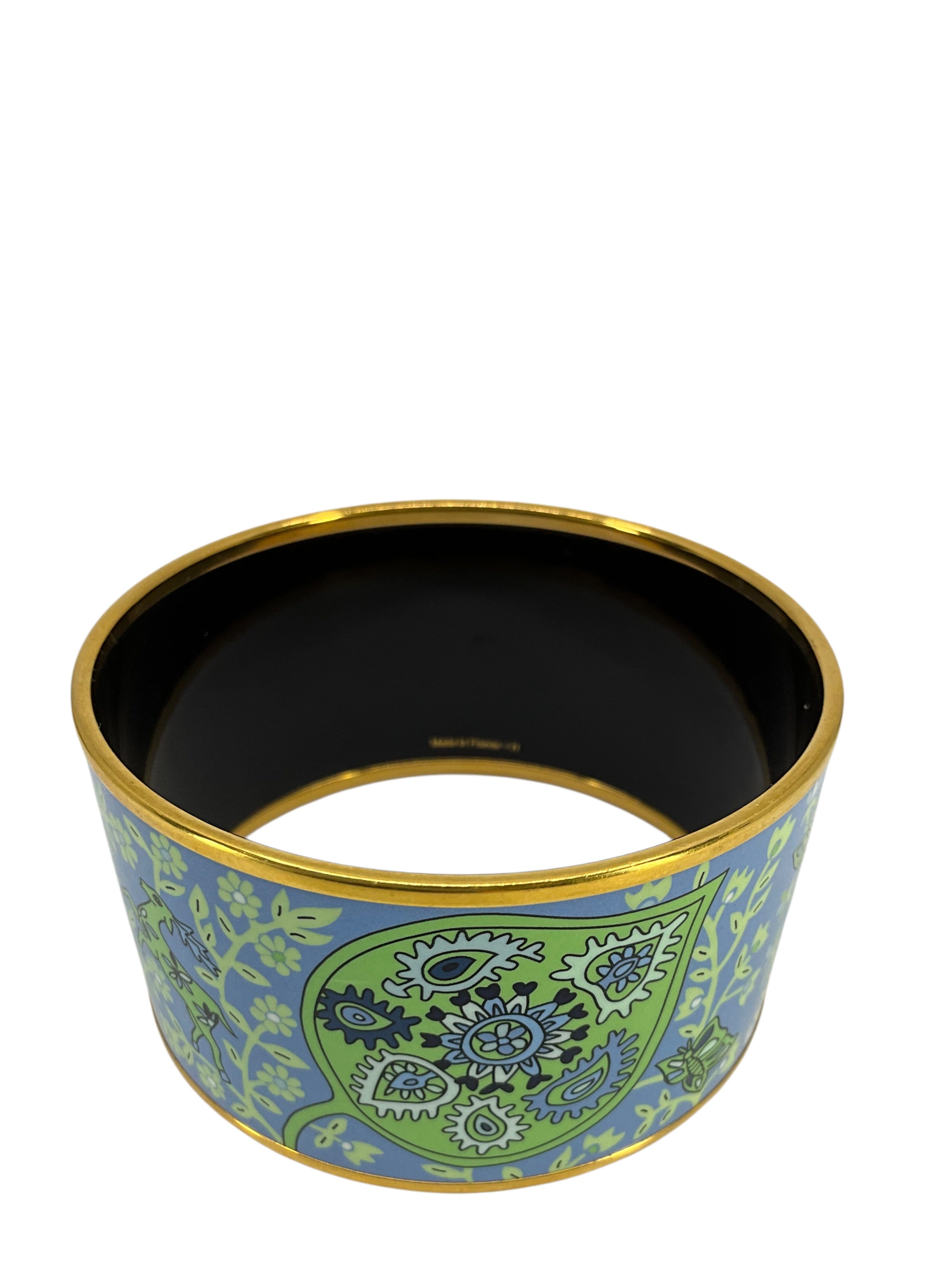 HERMES Printed Enamel Extra Wide Bracelet 65