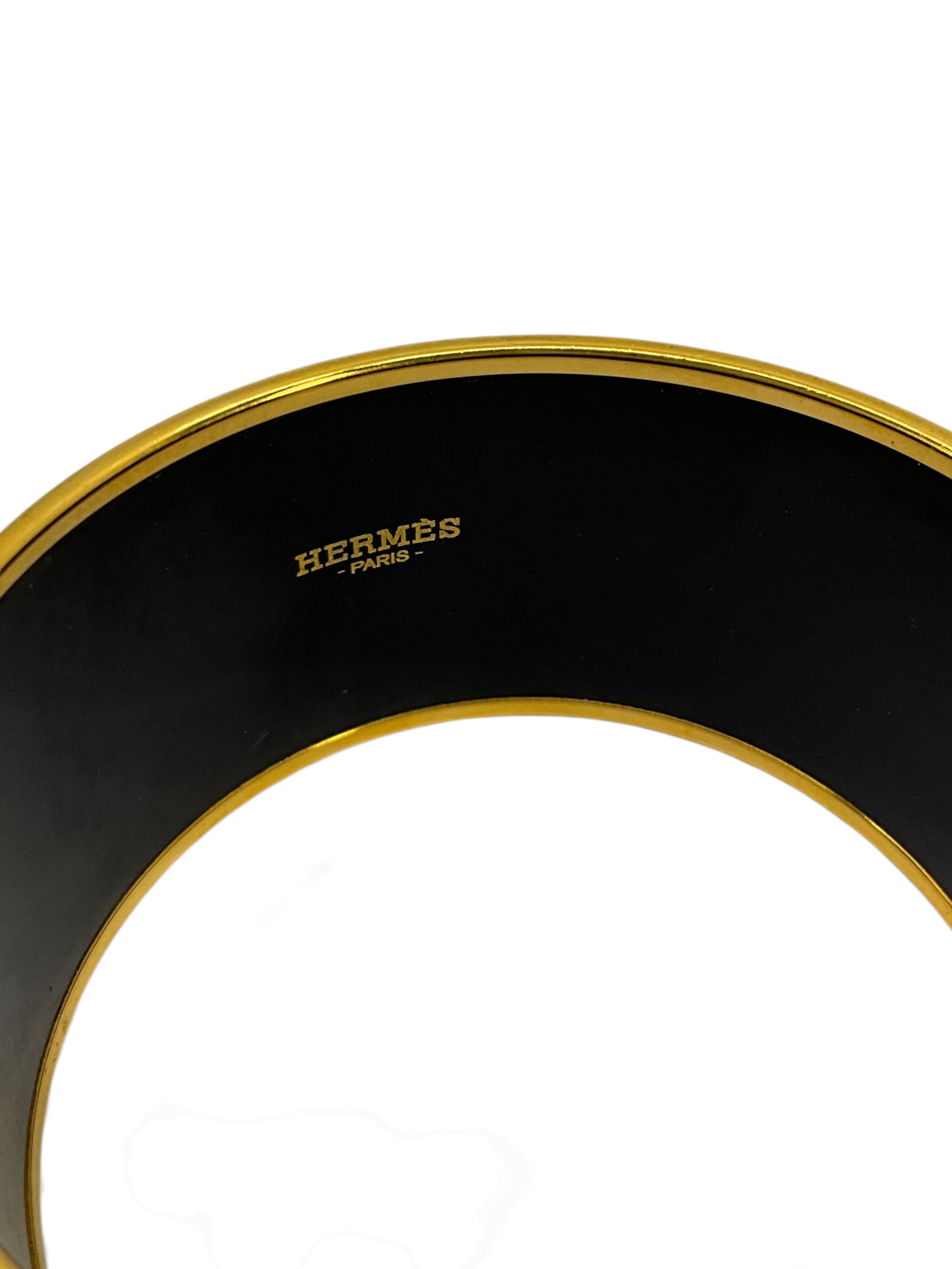 HERMES Printed Enamel Extra Wide Bracelet 65