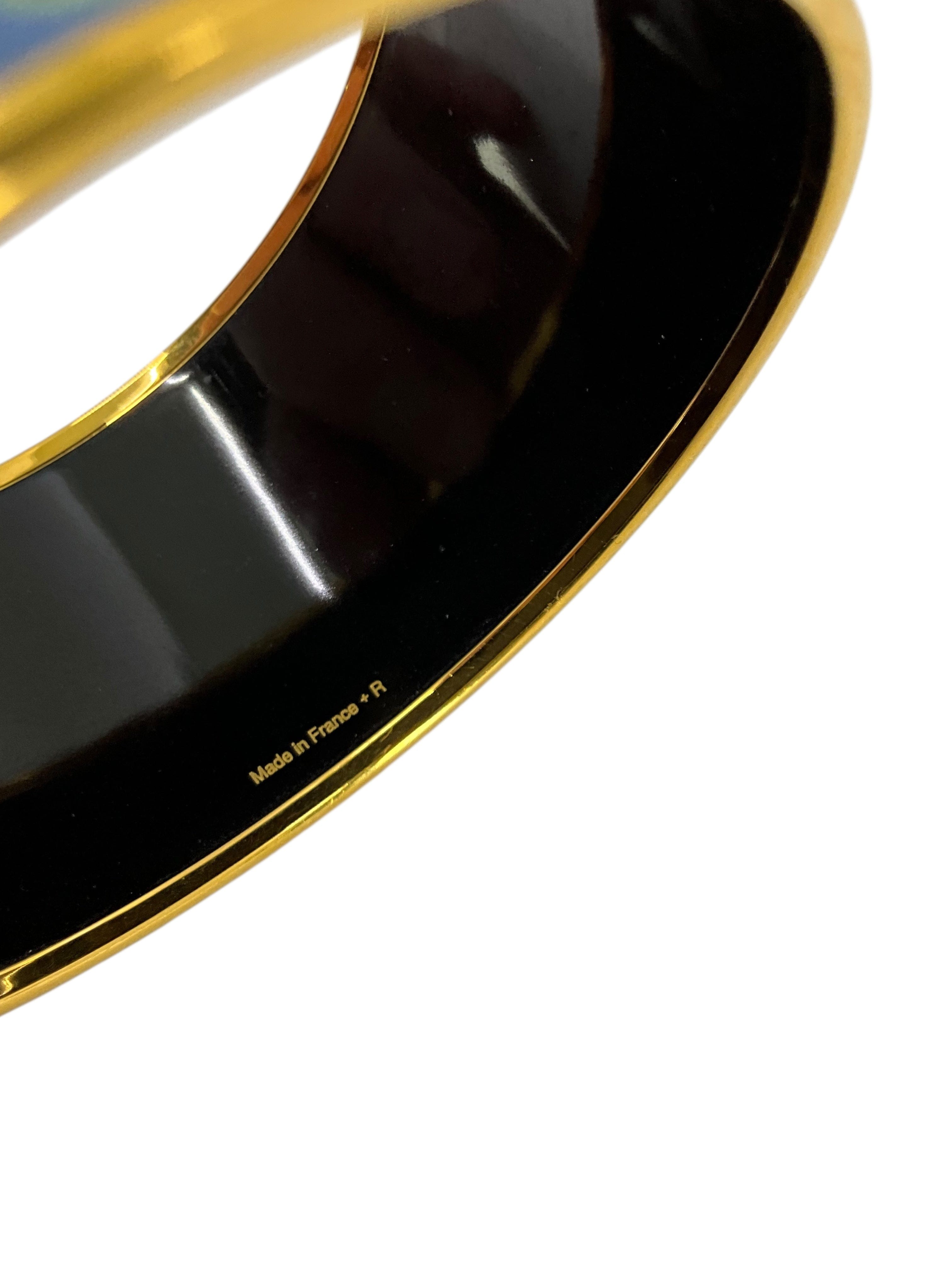 HERMES Printed Enamel Extra Wide Bracelet 65