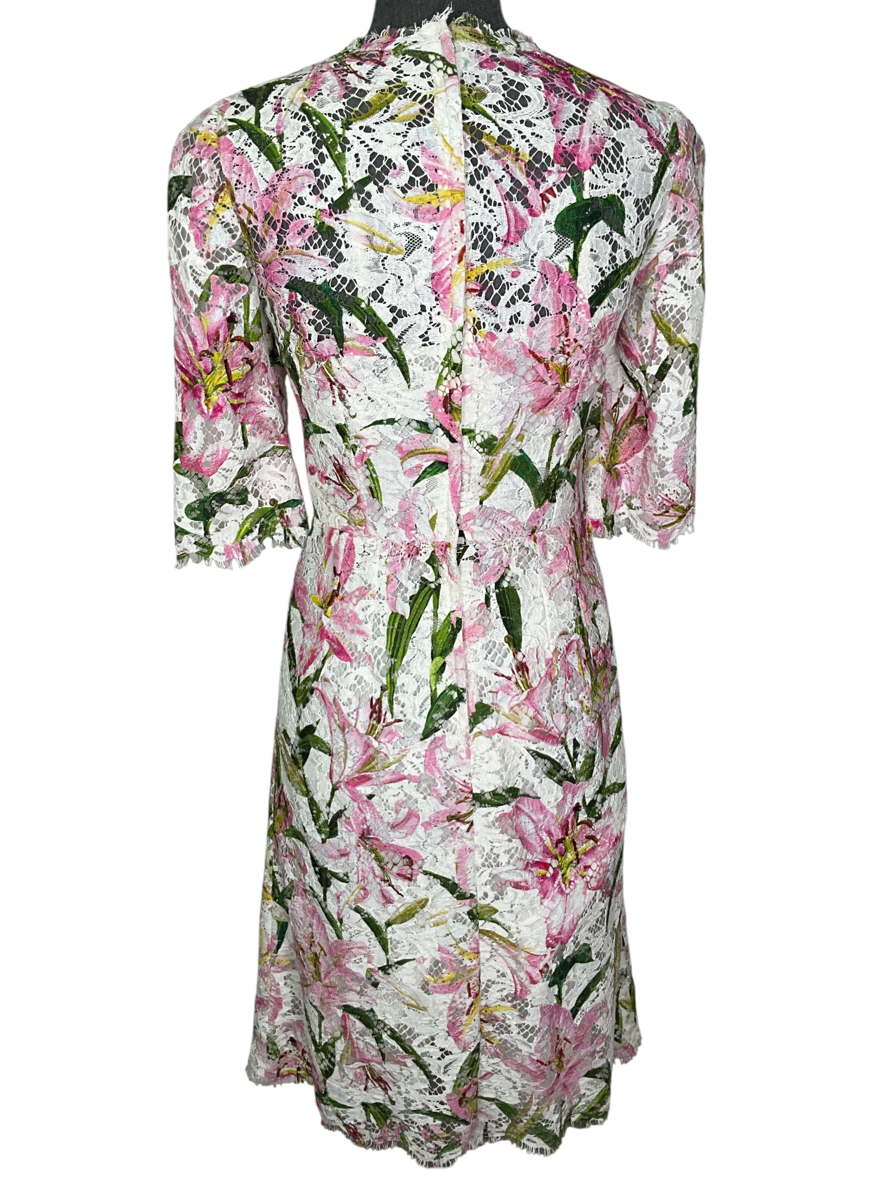 Dolce & Gabbana Lily Print Lace Dress Size S