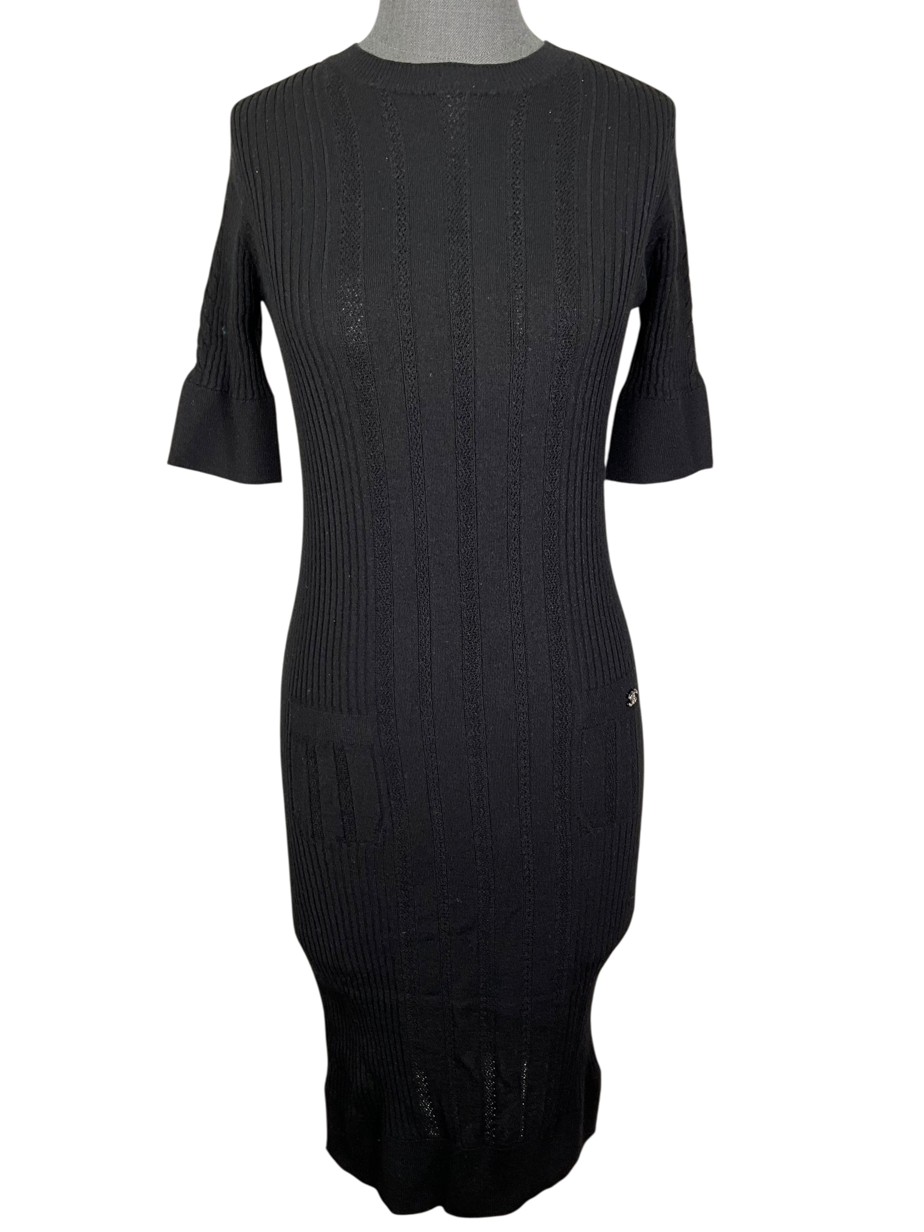 CHANEL Ribbed Knit Cashmere Dress Size XS NEW
