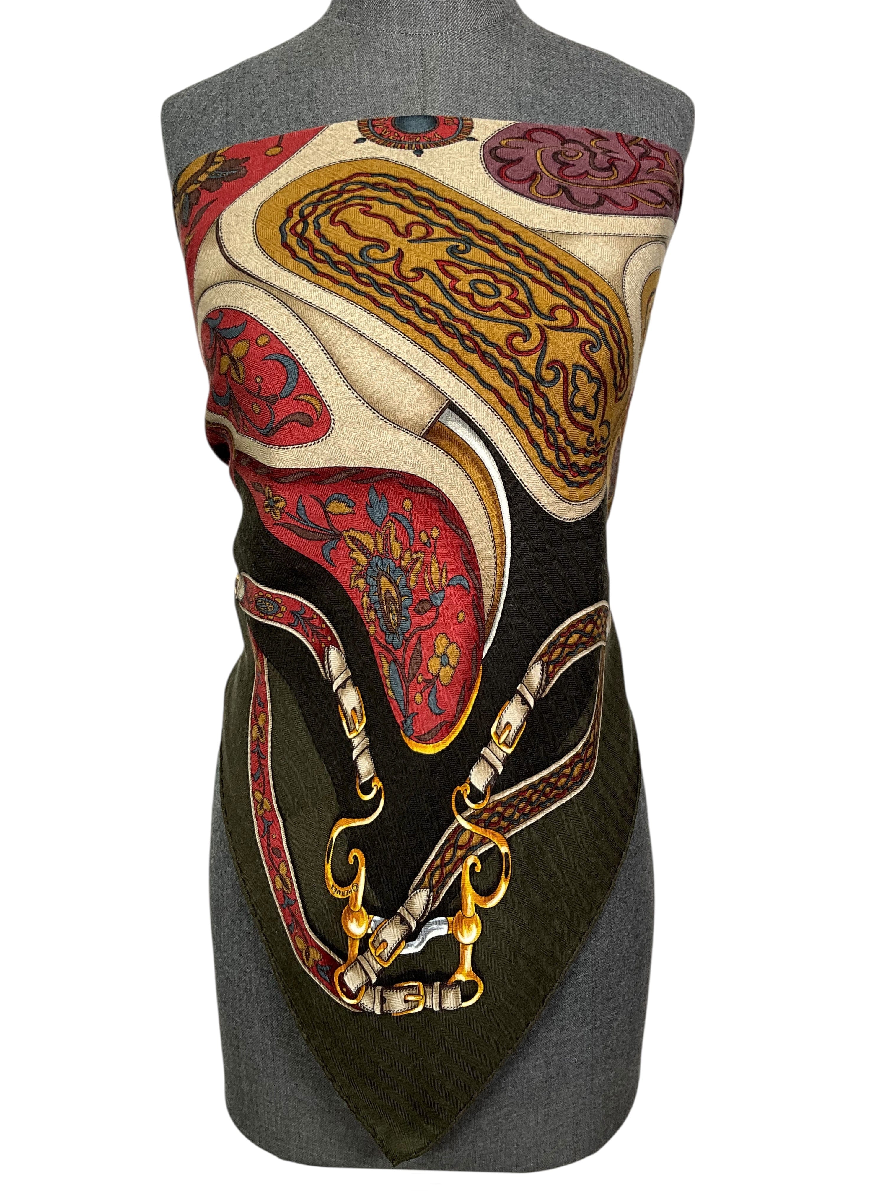 Hermes Festival des Amazones Cashmere Silk Scarf 90