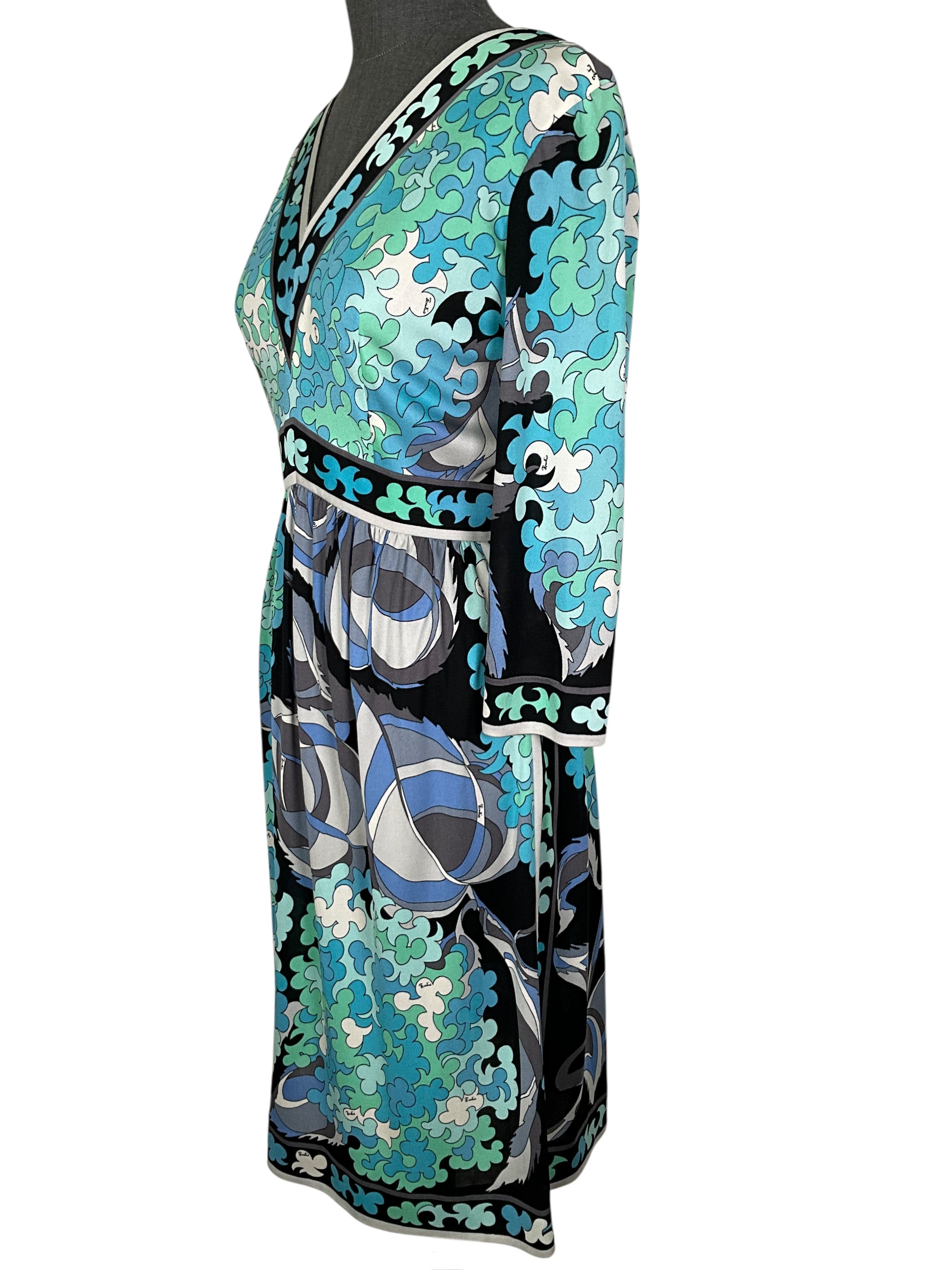 Emilio Pucci Abstract Printed Silk Dress Size M