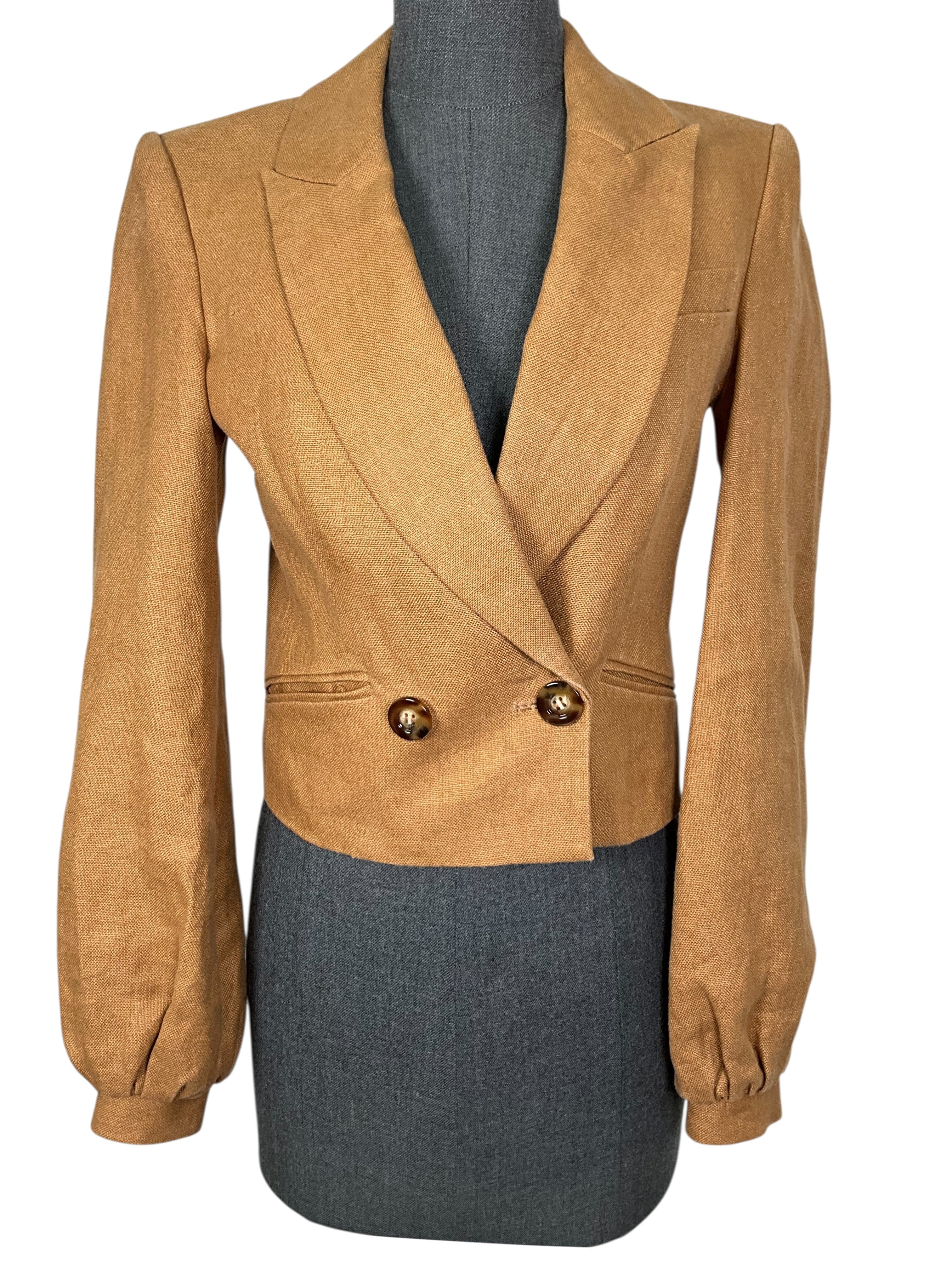 Veronica Beard Milani Linen Cropped Blazer Size XS