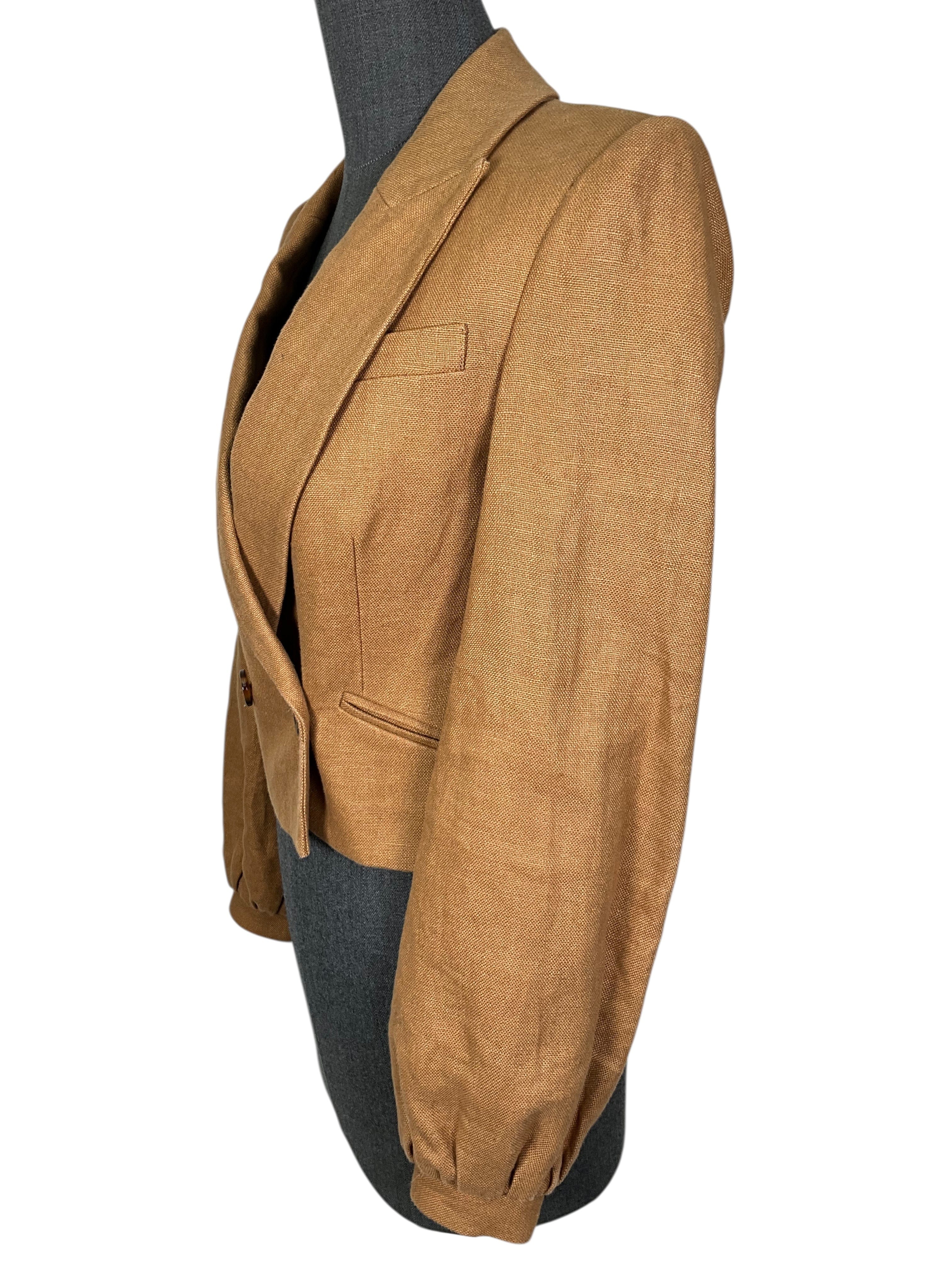 Veronica Beard Milani Linen Cropped Blazer Size XS