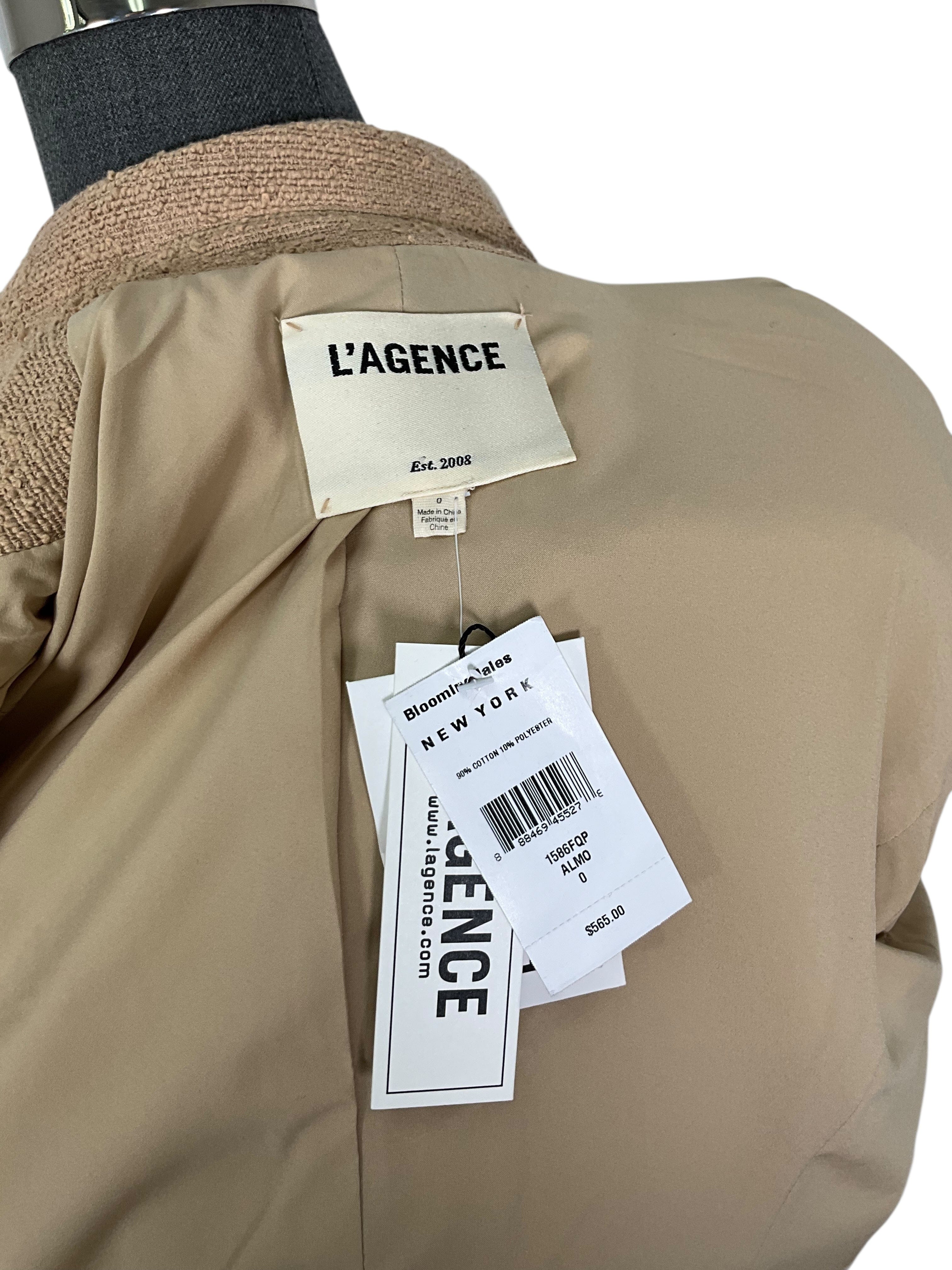 L'AGENCE Tweed Cropped Blazer Size XS NEW