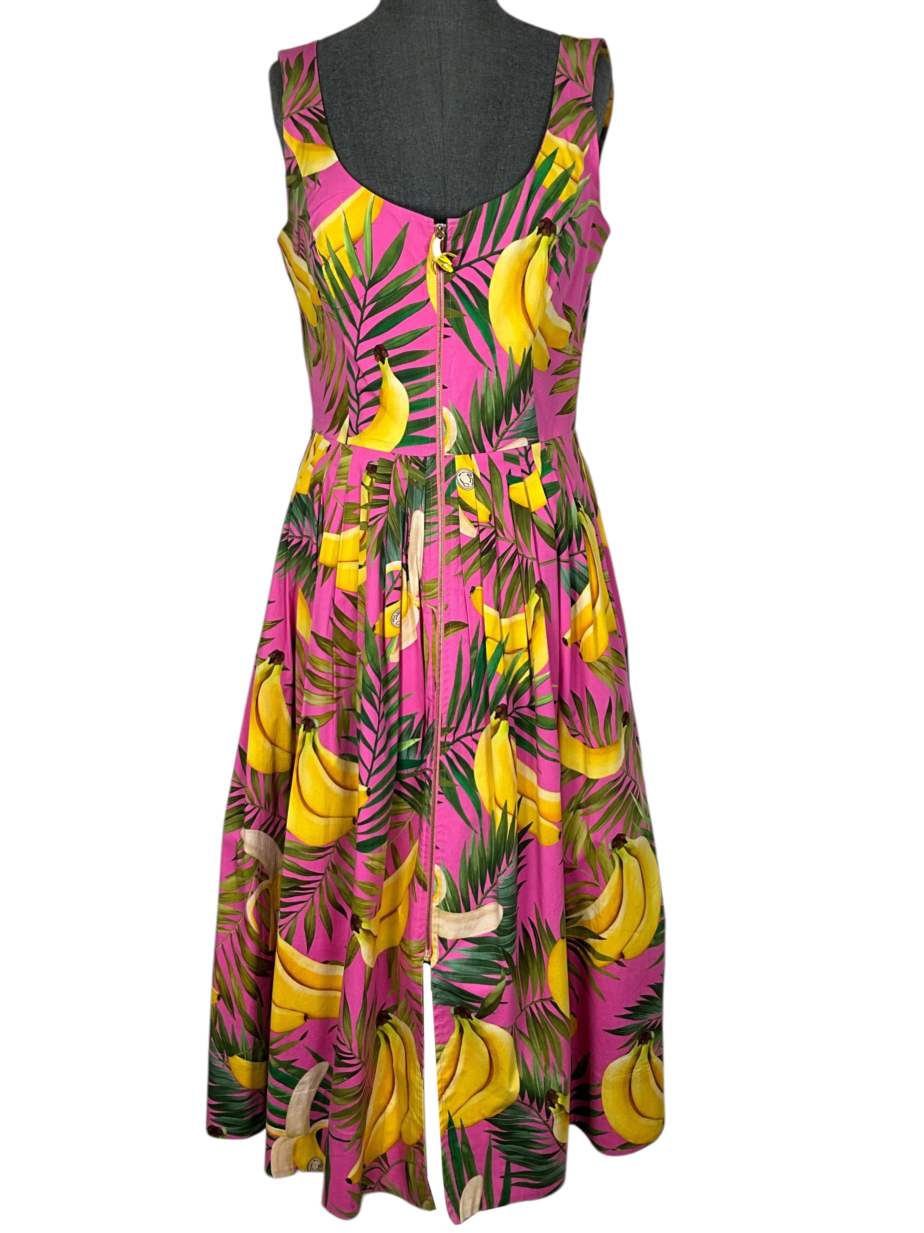 Oscar de la Renta Banana Printed Midi Dress Size M
