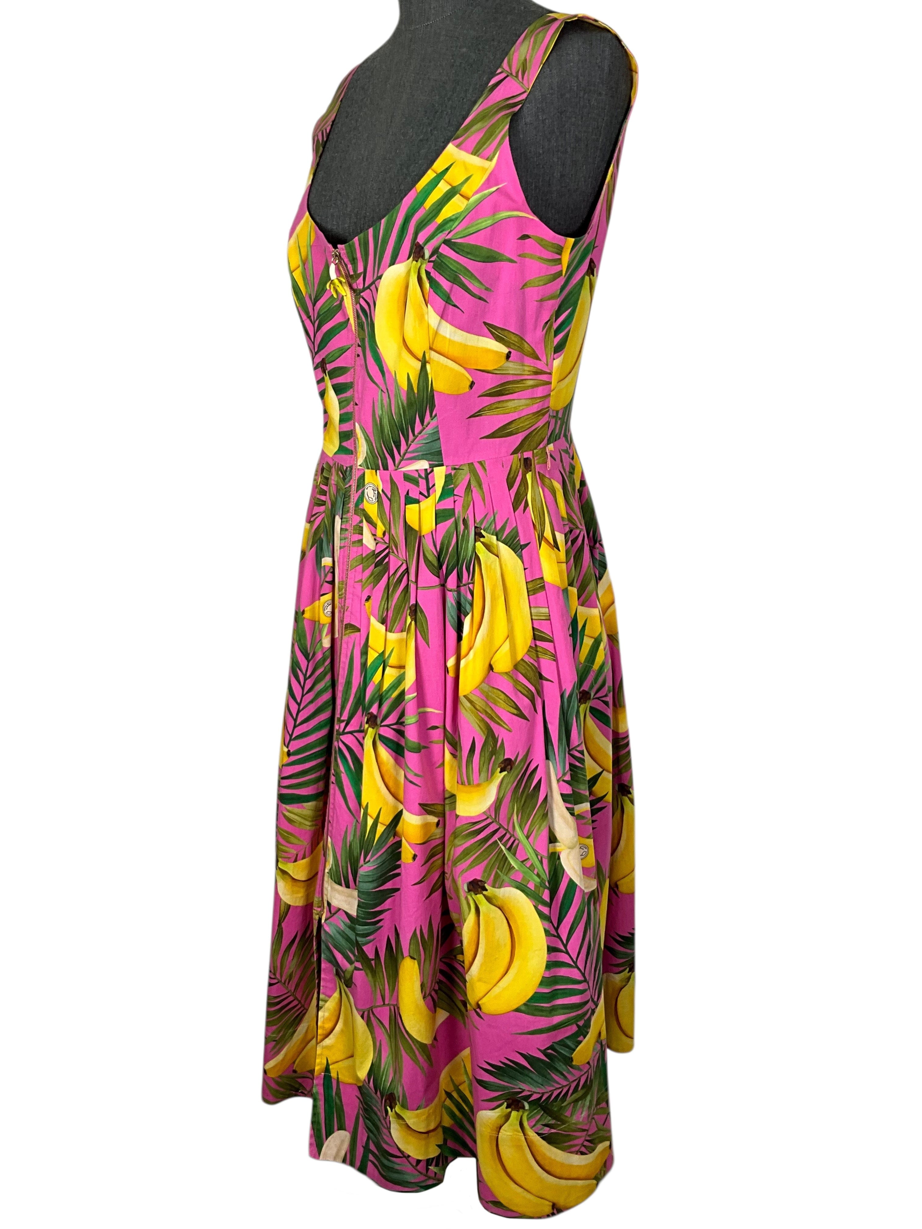 Oscar de la Renta Banana Printed Midi Dress Size M