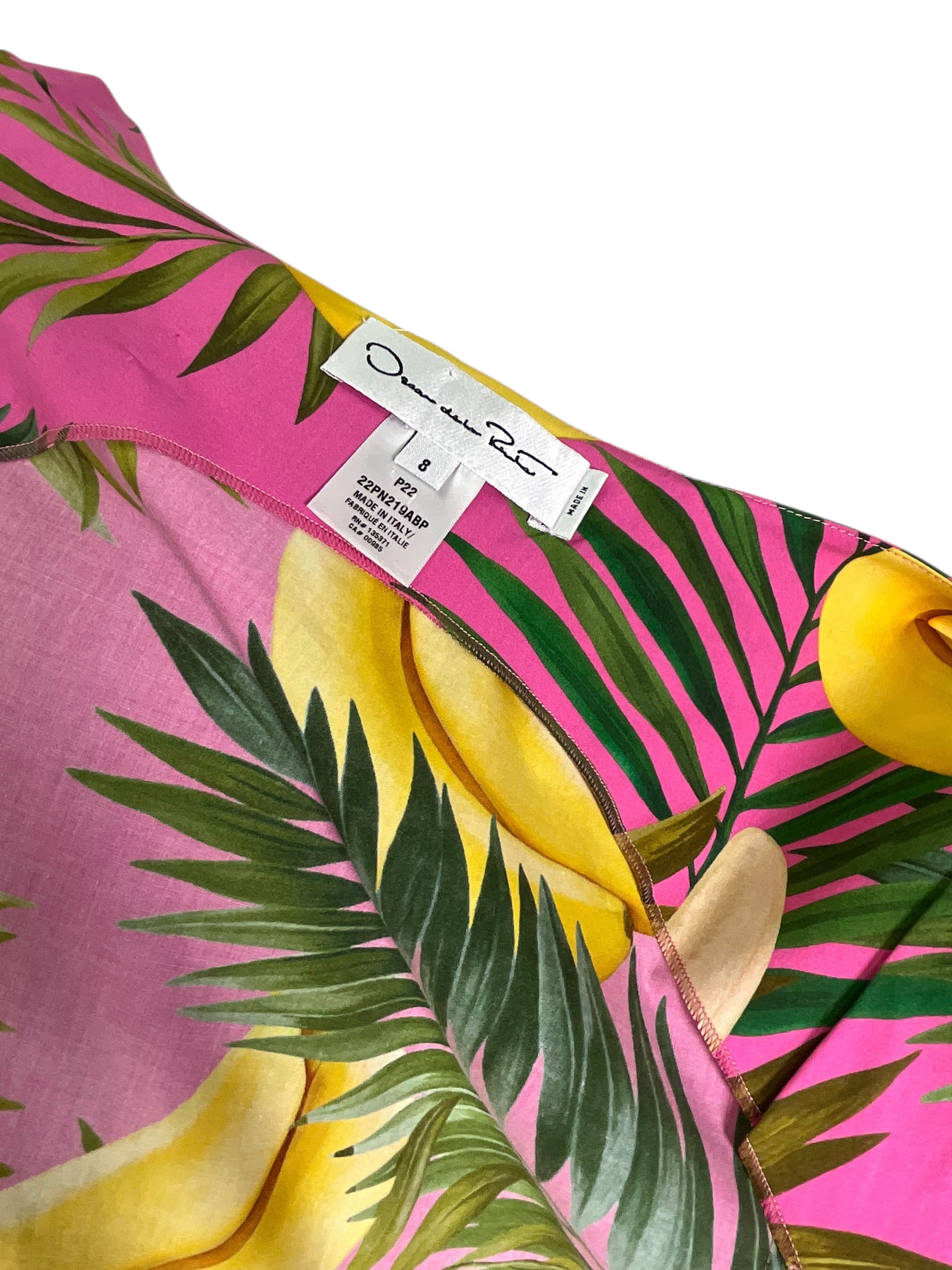 Oscar de la Renta Banana Printed Midi Dress Size M