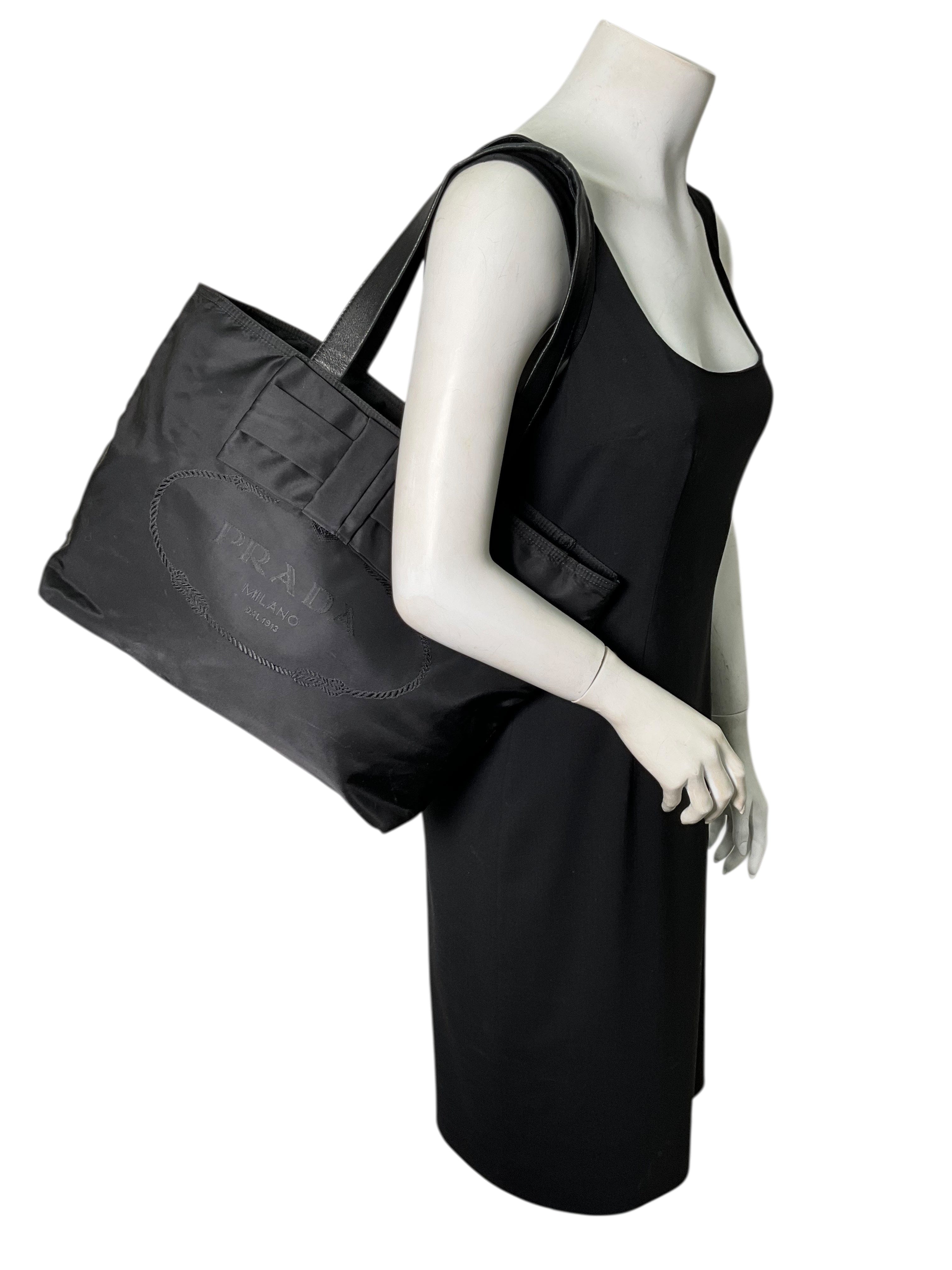 Prada Nylon Logo Ribbon Tote Bag