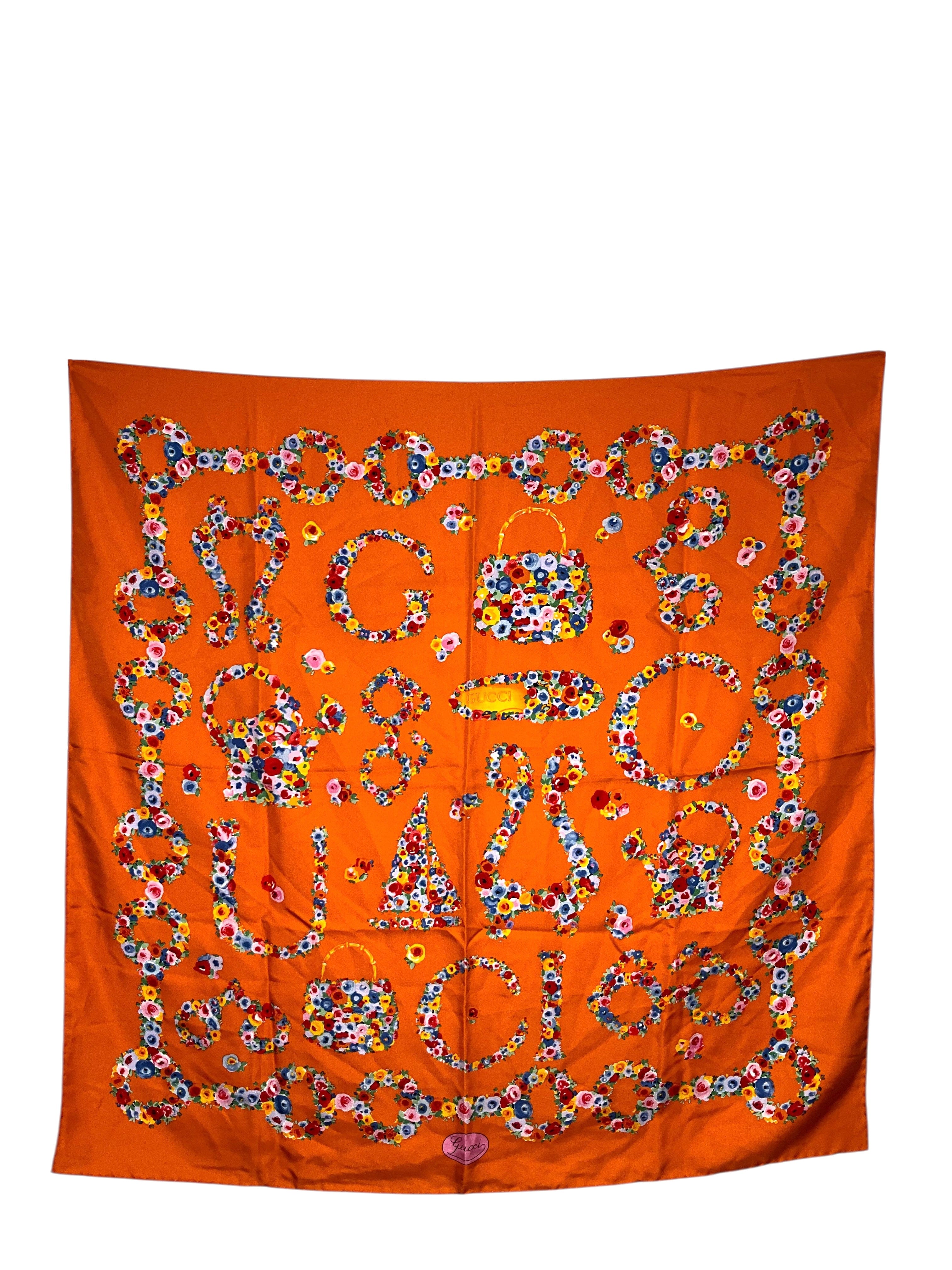 GUCCI GG Floral Silk Scarf