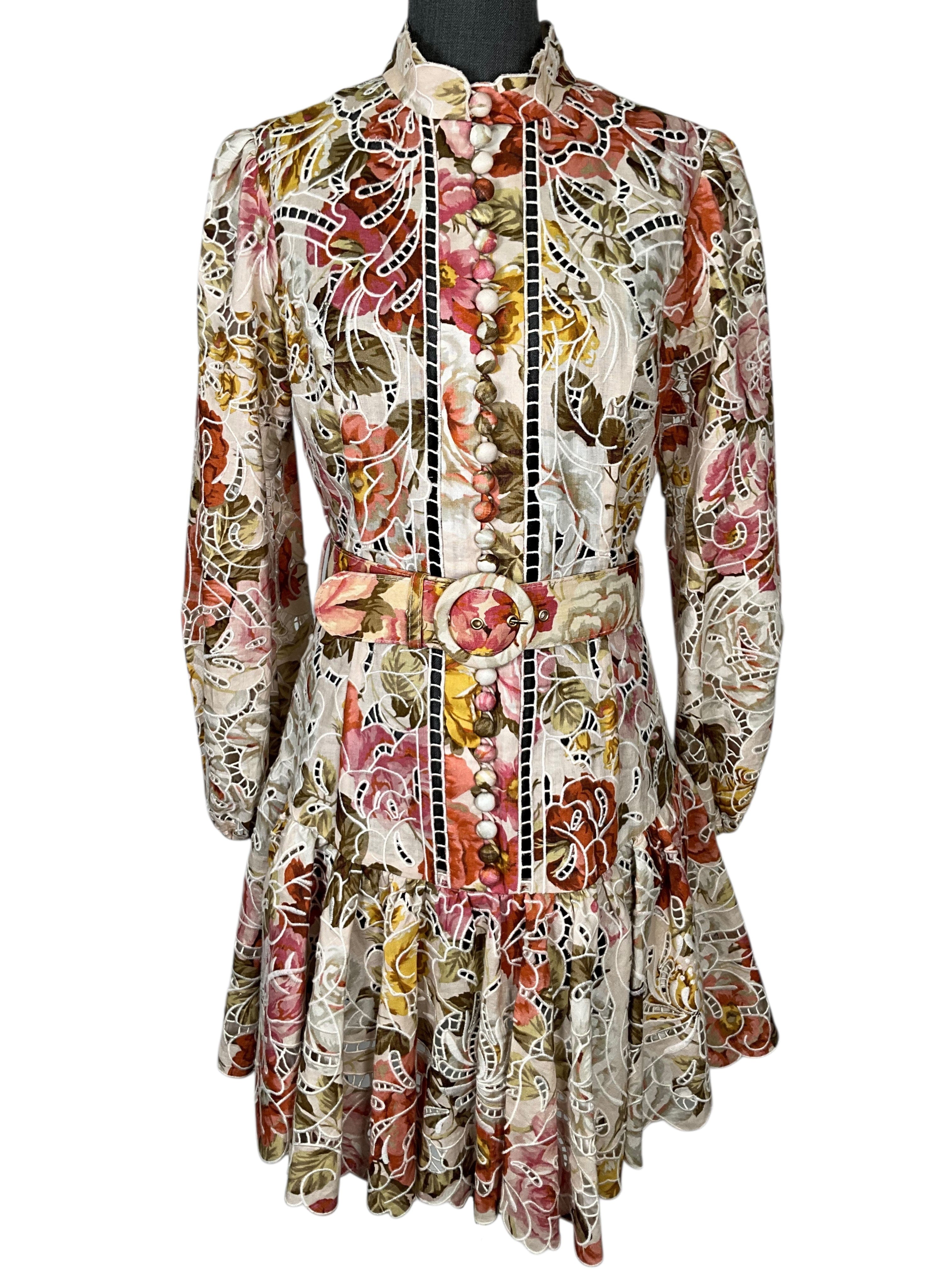 Zimmermann Bonita Floral Linen Short Dress Size M NEW
