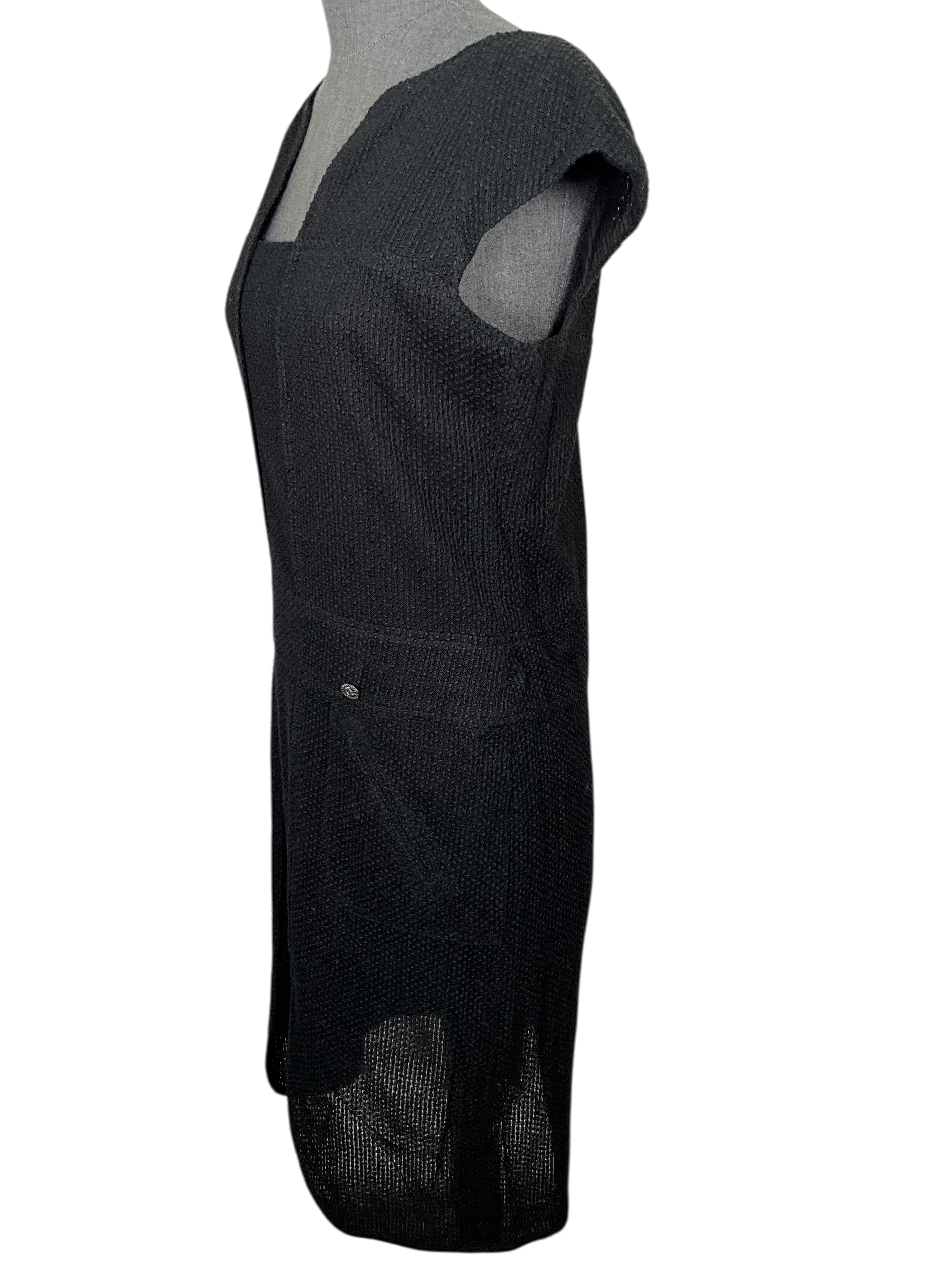 Chanel Textured Knit Cap Sleeve Dress Size M