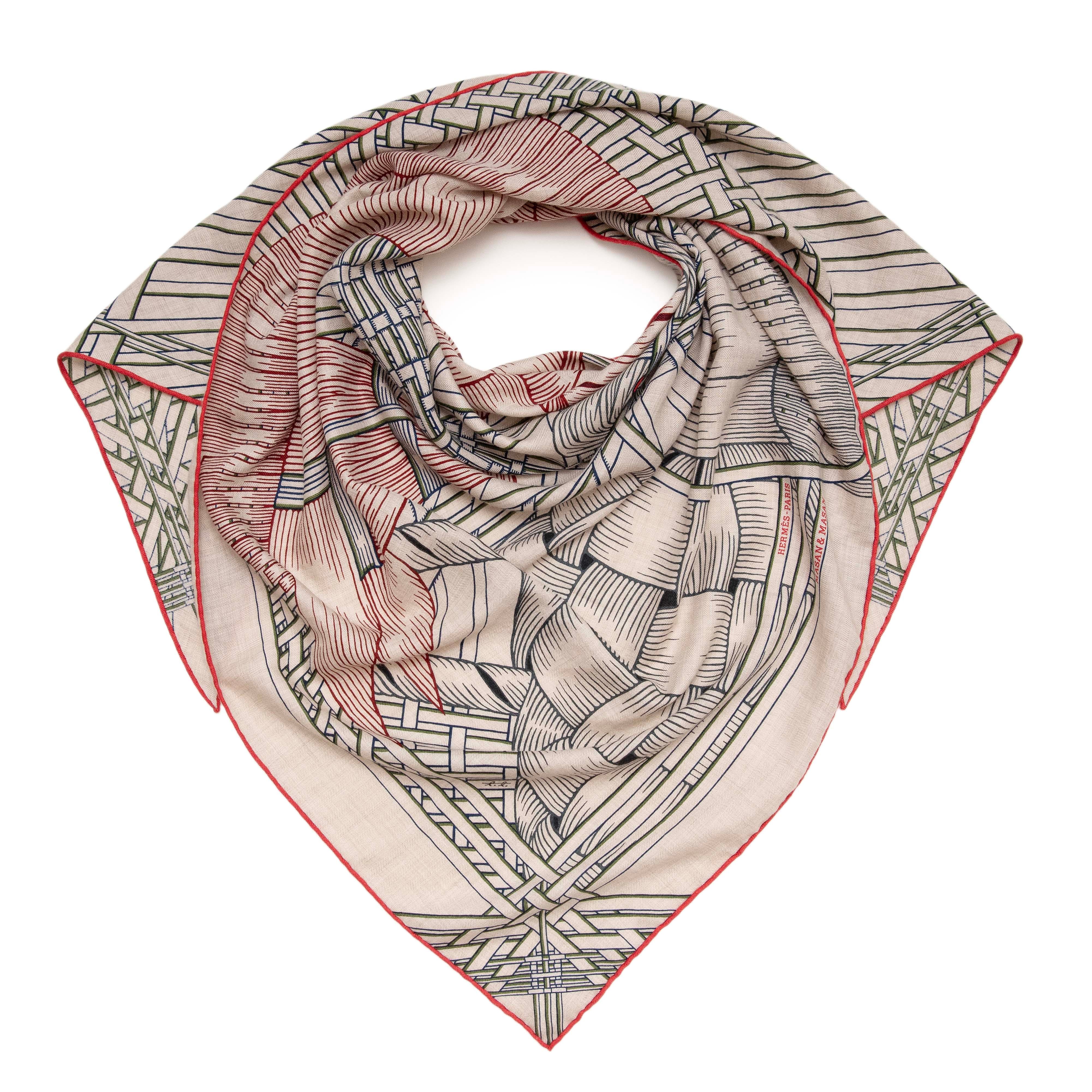 Hermes Cashmere Silk Masan & Masan Triangle Scarf