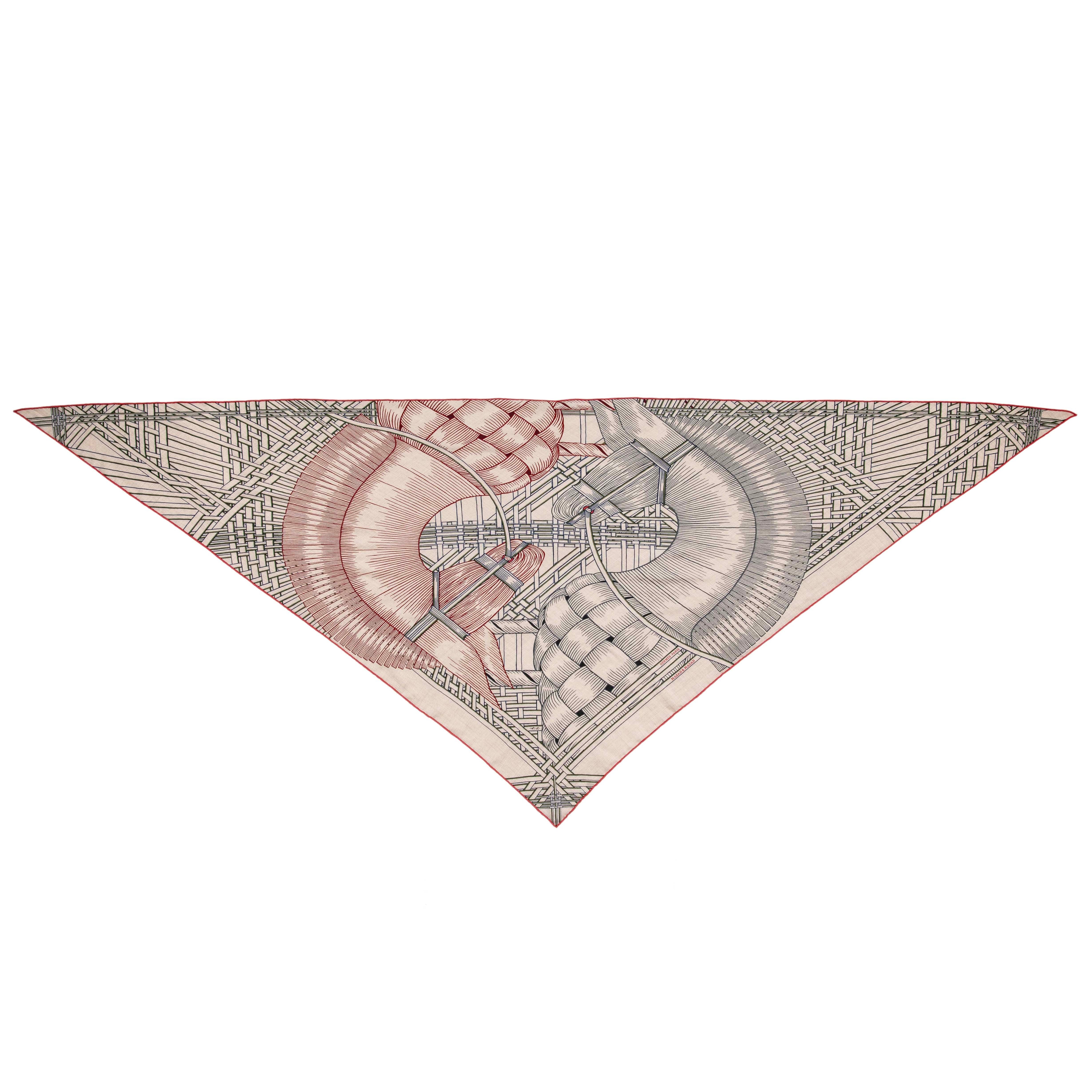Hermes Cashmere Silk Masan & Masan Triangle Scarf