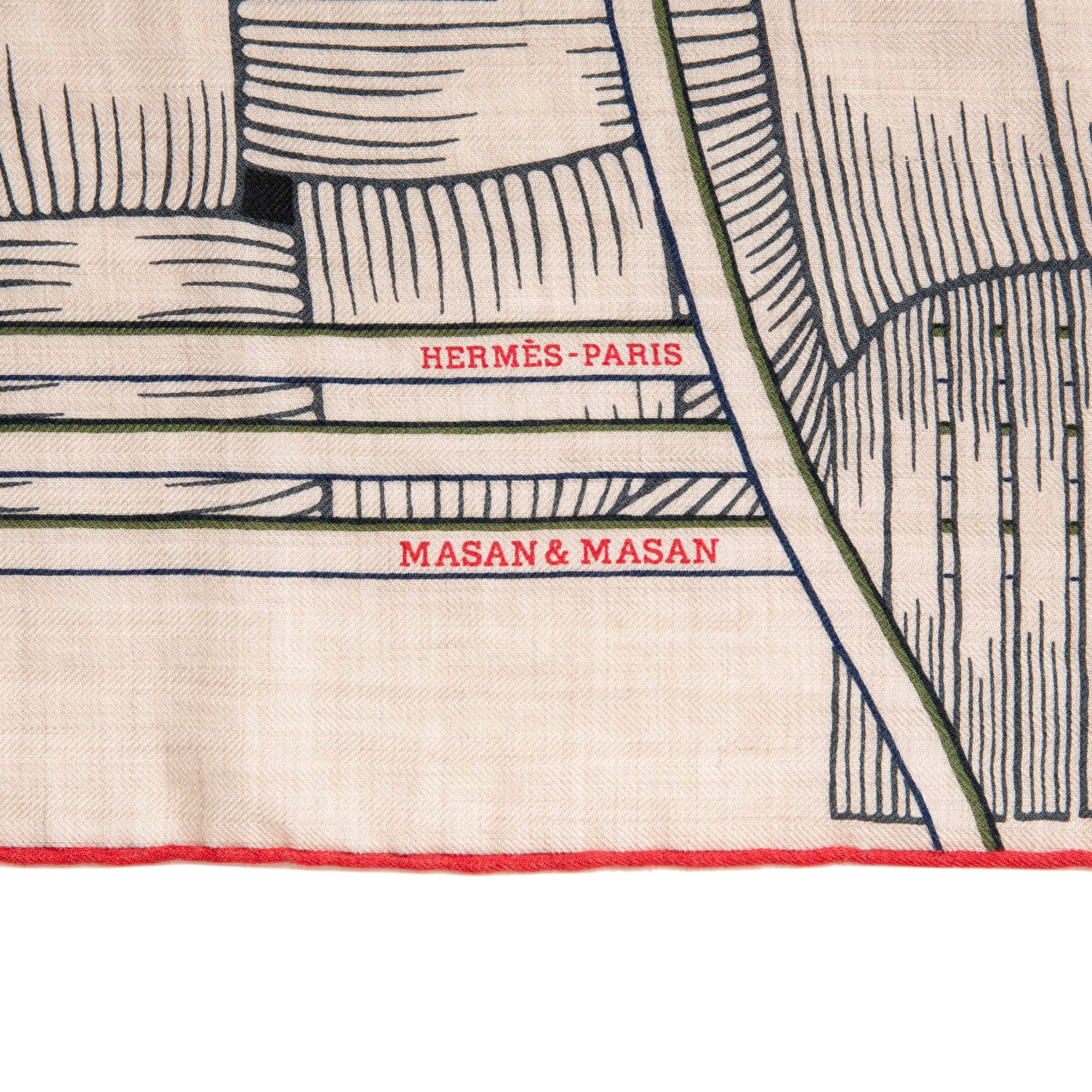 Hermes Cashmere Silk Masan & Masan Triangle Scarf