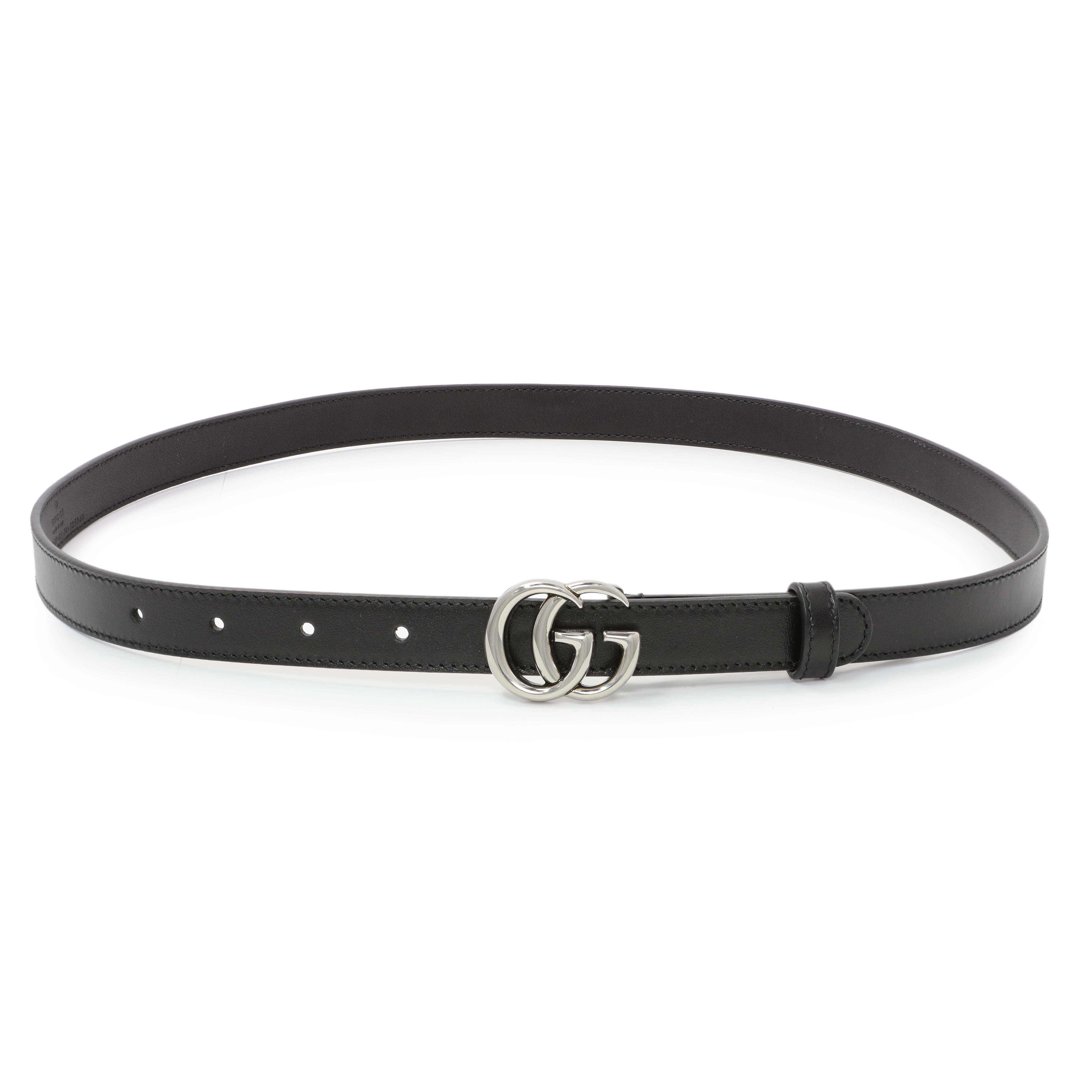 Gucci Black Calfskin GG Marmont 20mm Belt