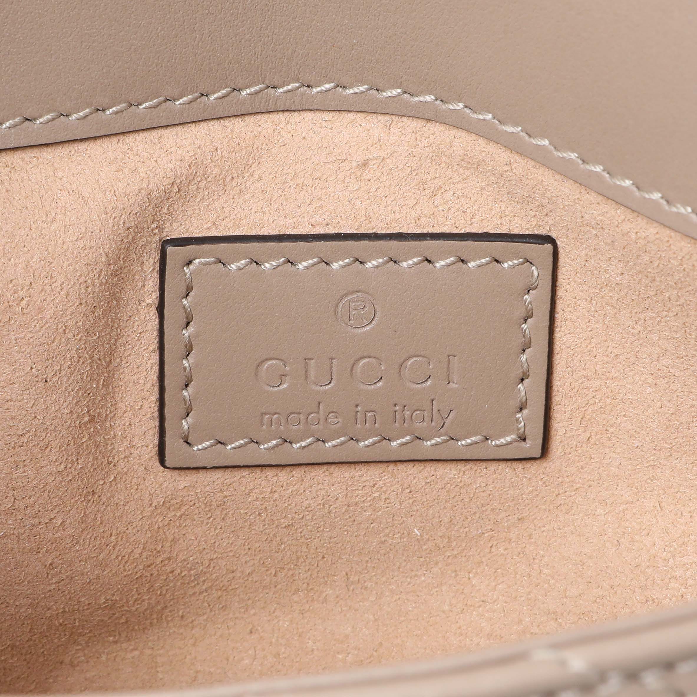 Gucci Beige Calfskin Matelasse Super Mini GG Marmont Shoulder Bag