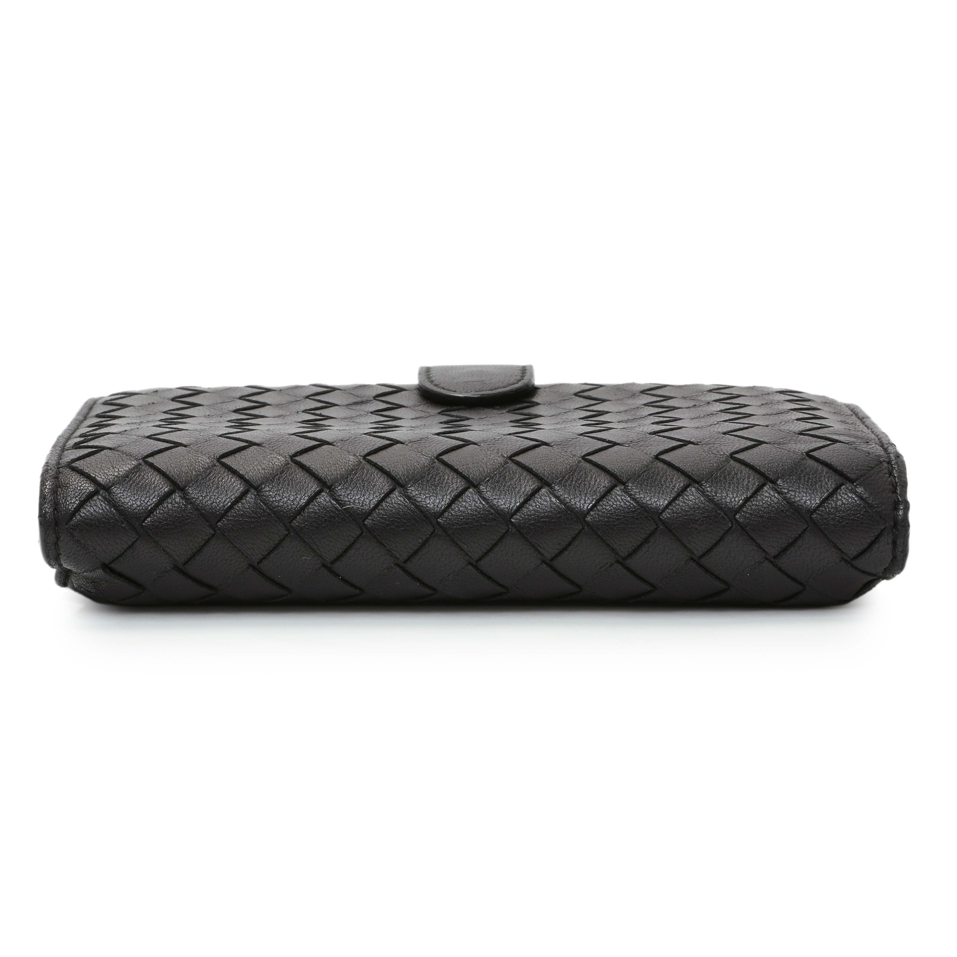 Bottega Veneta Black Intrecciato Bi-Fold Compact Wallet