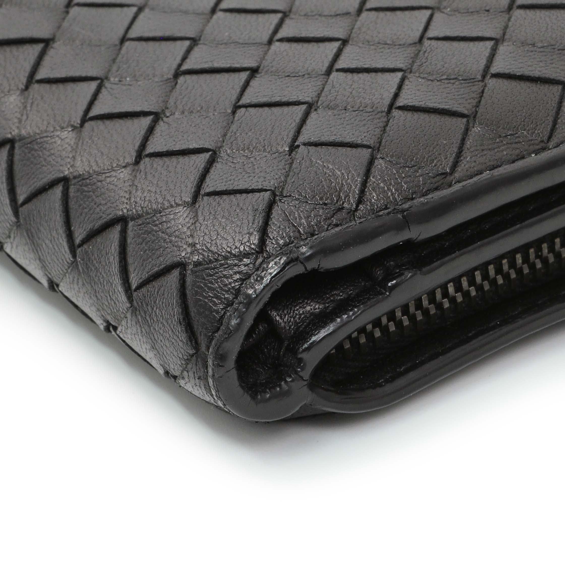 Bottega Veneta Black Intrecciato Bi-Fold Compact Wallet