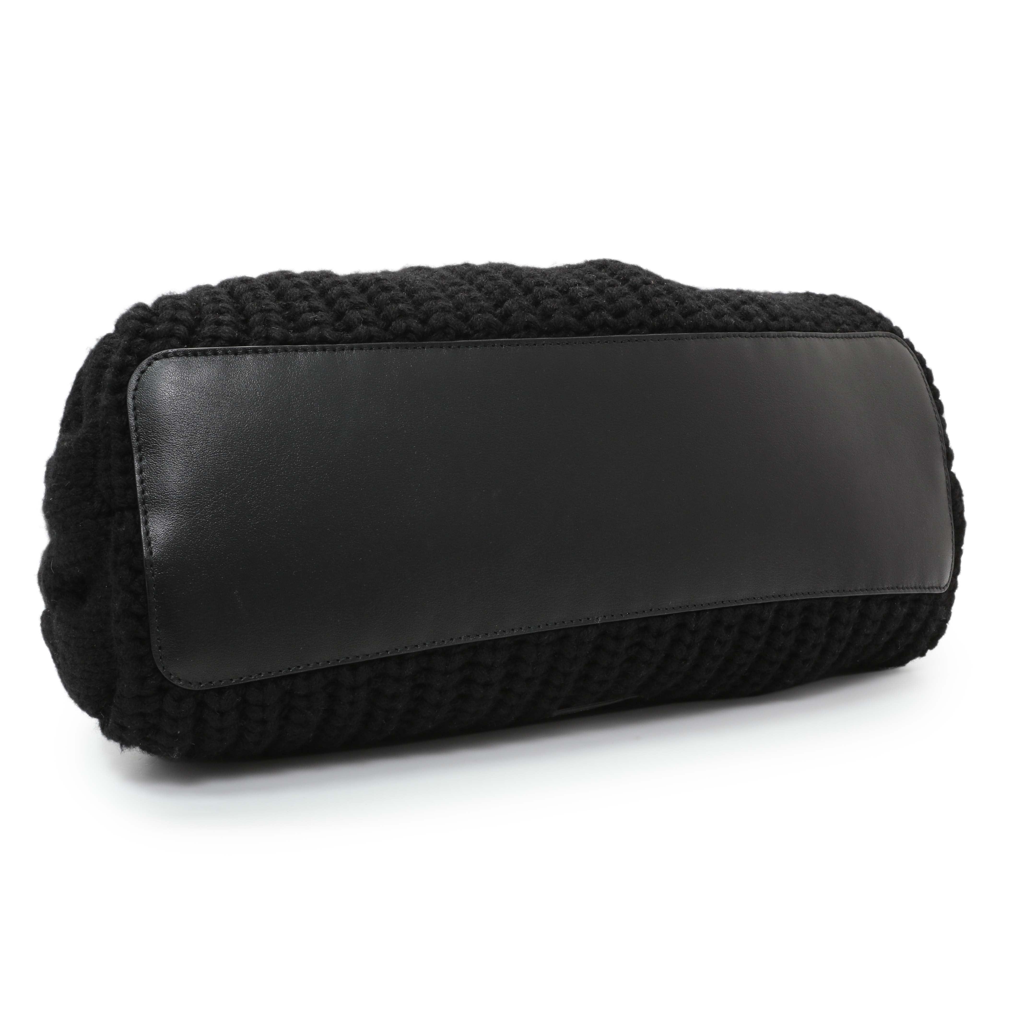 Jimmy Choo Black Knitted Medium Cinch Shoulder Bag