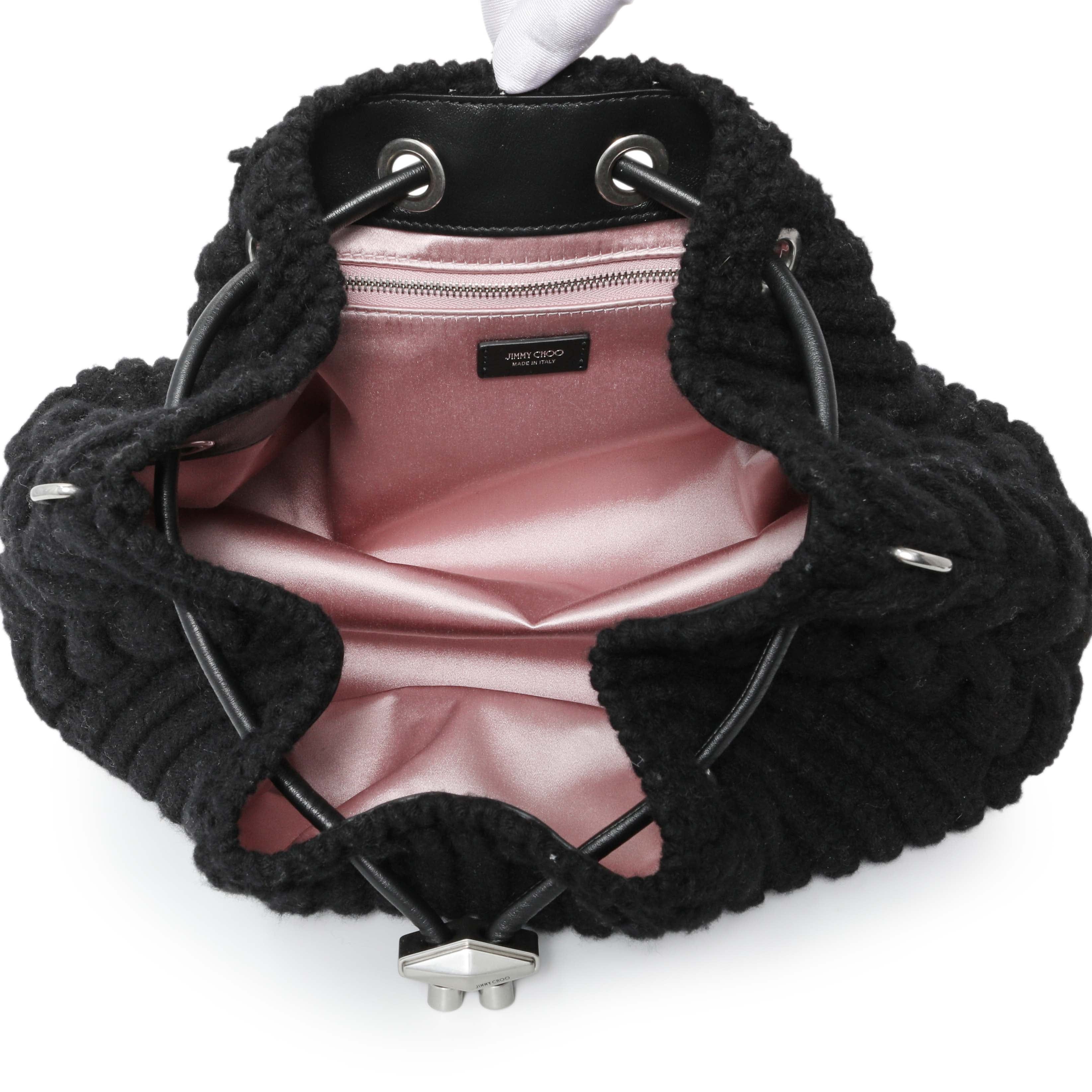 Jimmy Choo Black Knitted Medium Cinch Shoulder Bag
