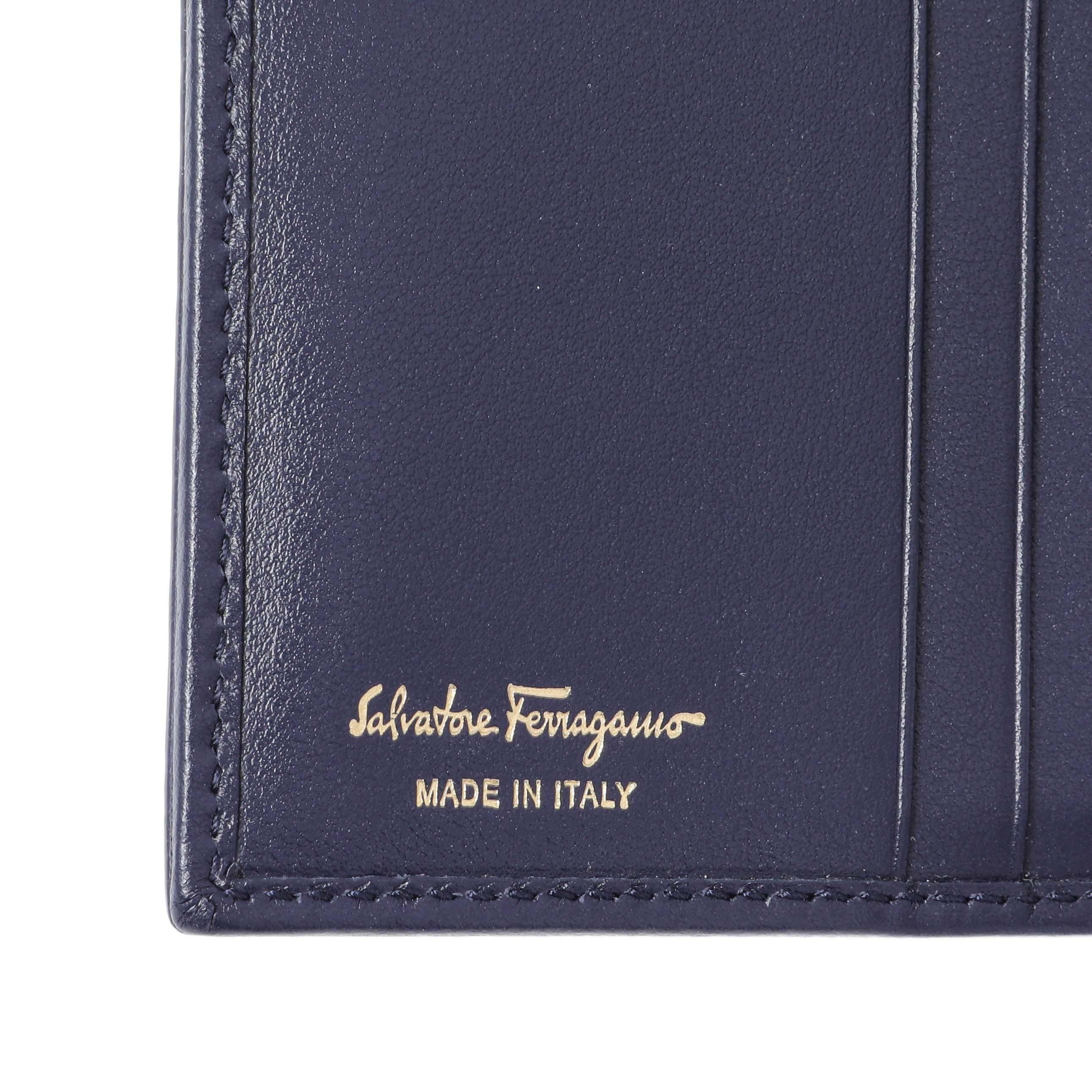 Salvatore Ferragamo Blue Calfskin Compact Wallet