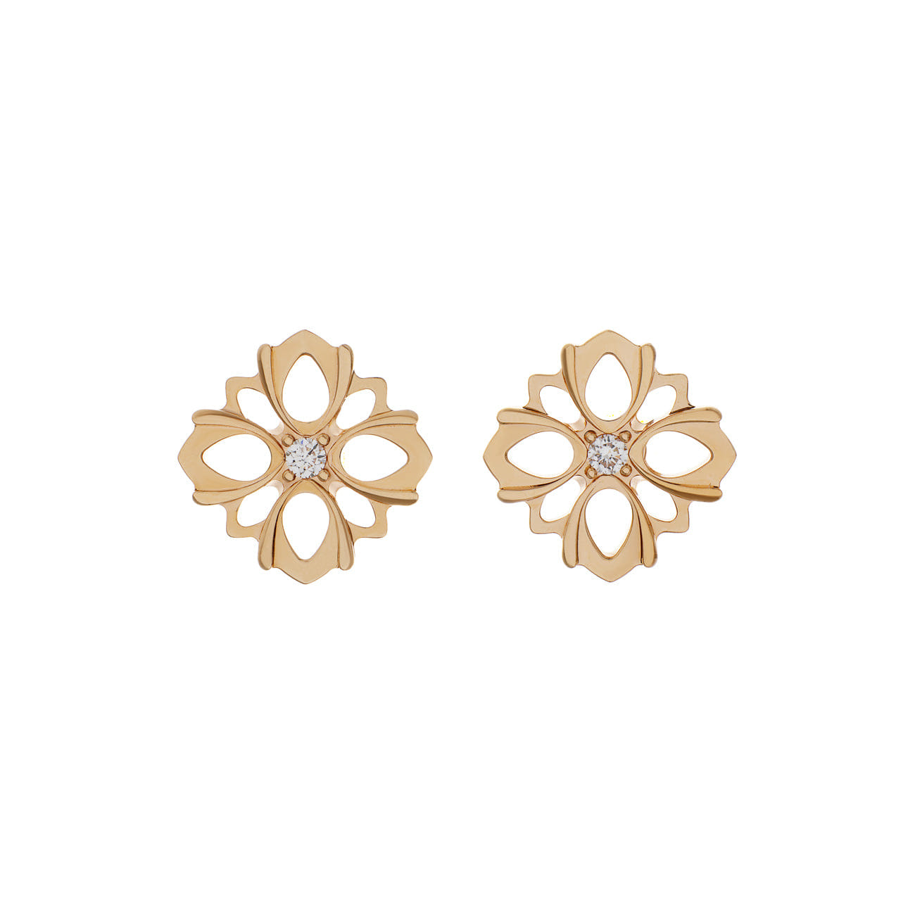 Gucci 18K Rose Gold Diamond Flora Earrings