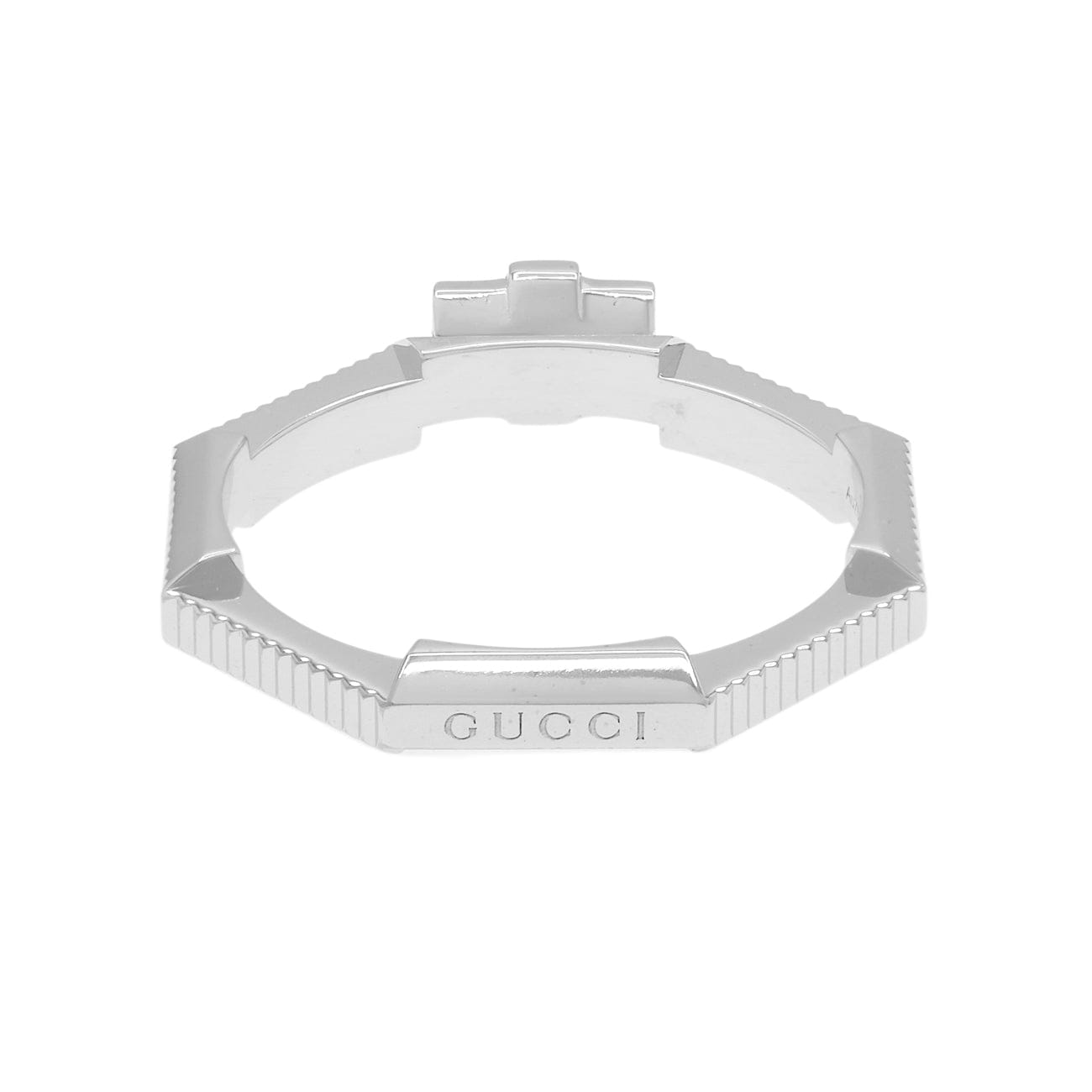 Gucci 18K White Gold Rubellite Diamond Link to Love Ring