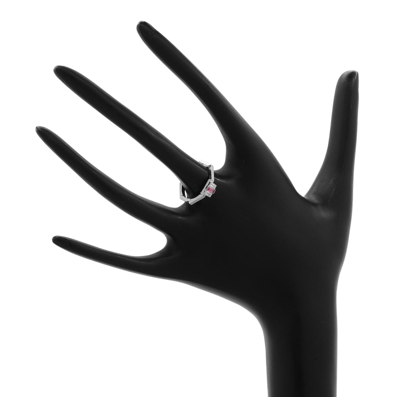Gucci 18K White Gold Rubellite Diamond Link to Love Ring