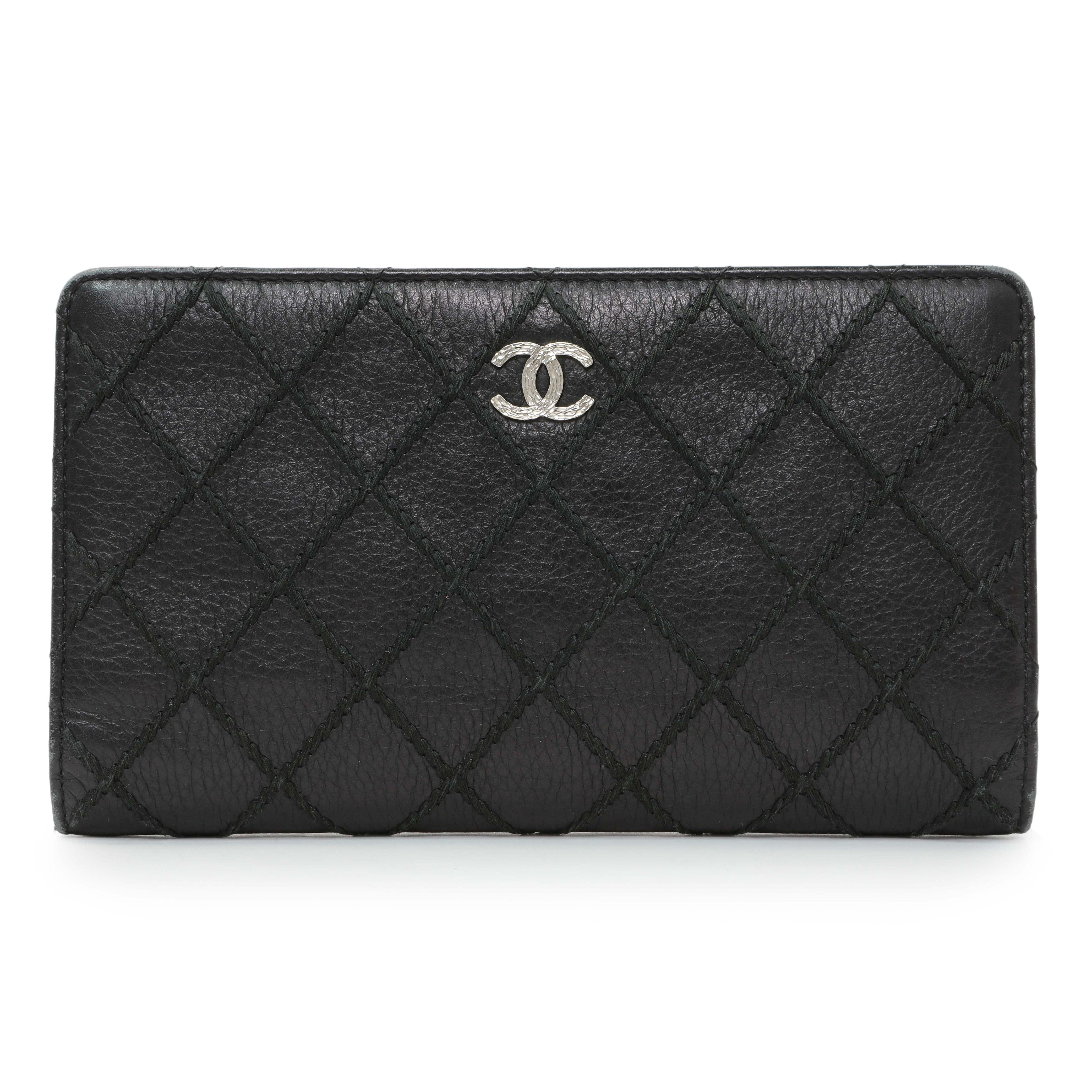 Chanel Black Calfskin Wild Stitch Wallet